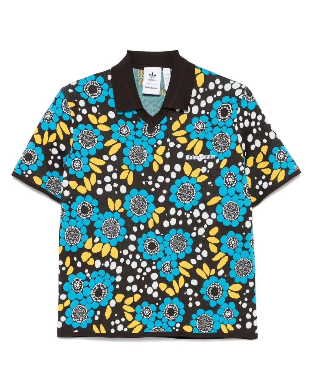 Adidas Blue Floral Polo Shirt