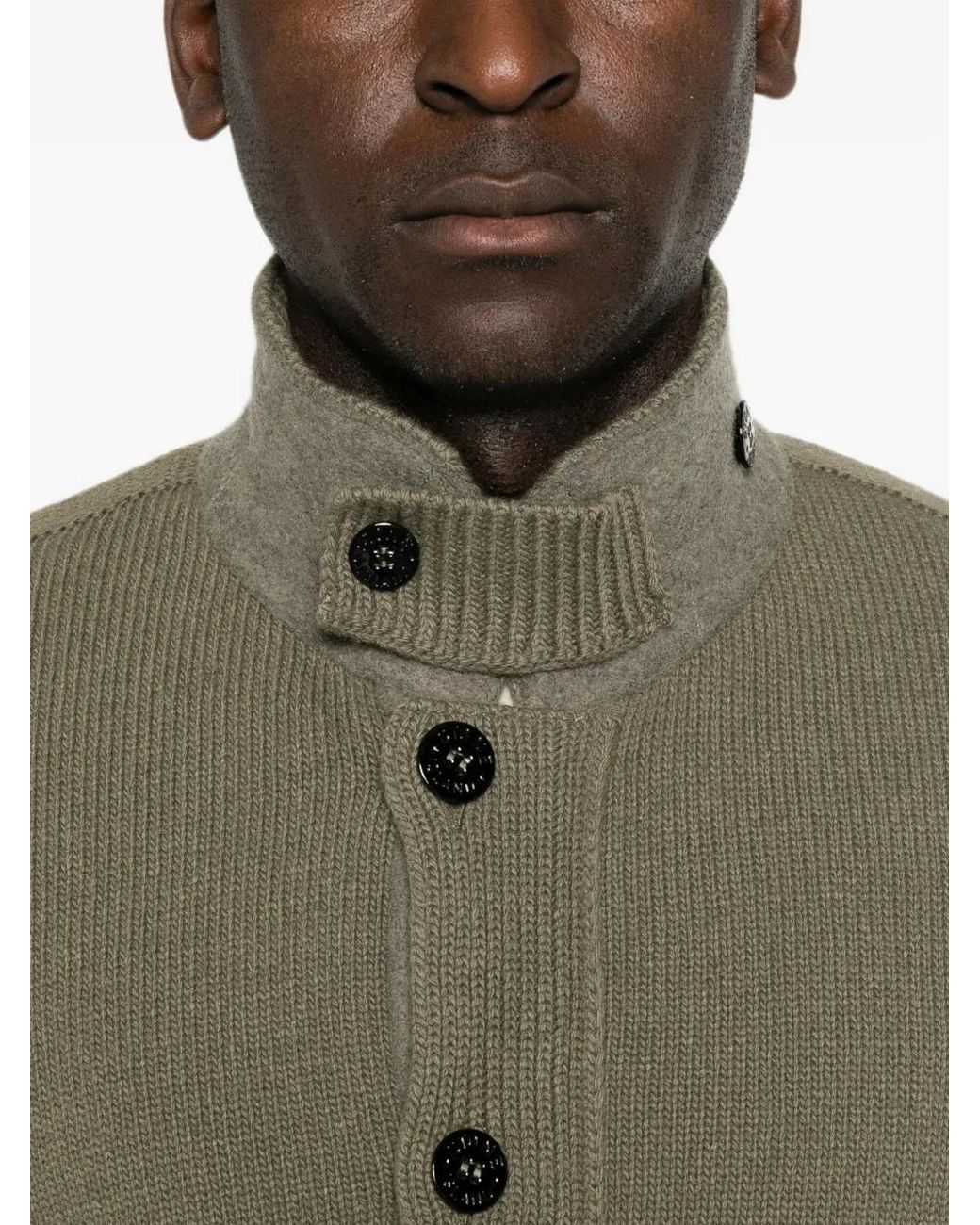 Stone Island Green Wool Cardigan for men