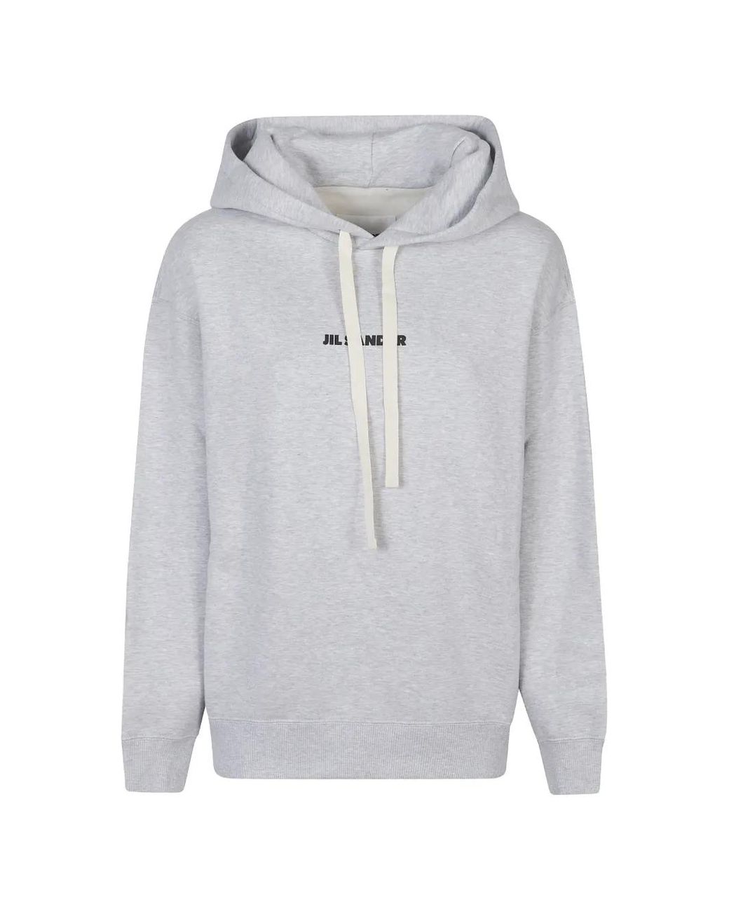 Jil Sander Gray Hooded Cotton Sweatshirt