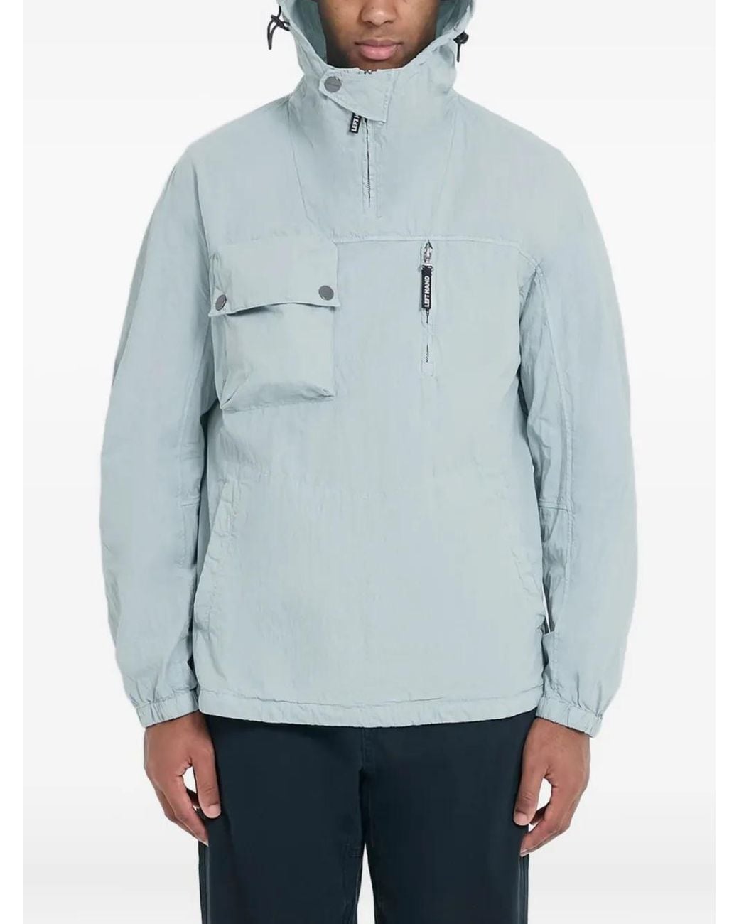 Left Hand Blue Hooded Pocket Jacket for men