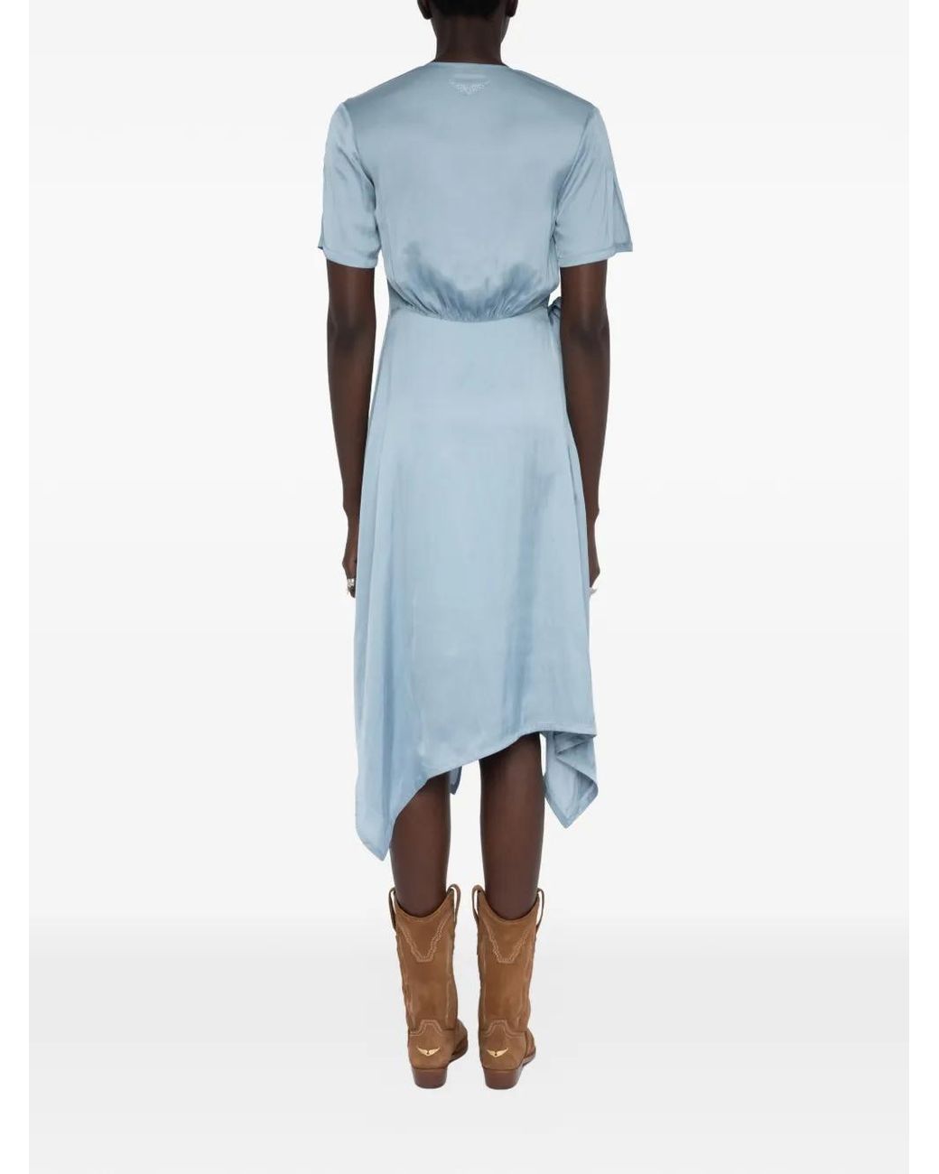 Zadig & Voltaire Blue Reforme Satin Wrap Dress