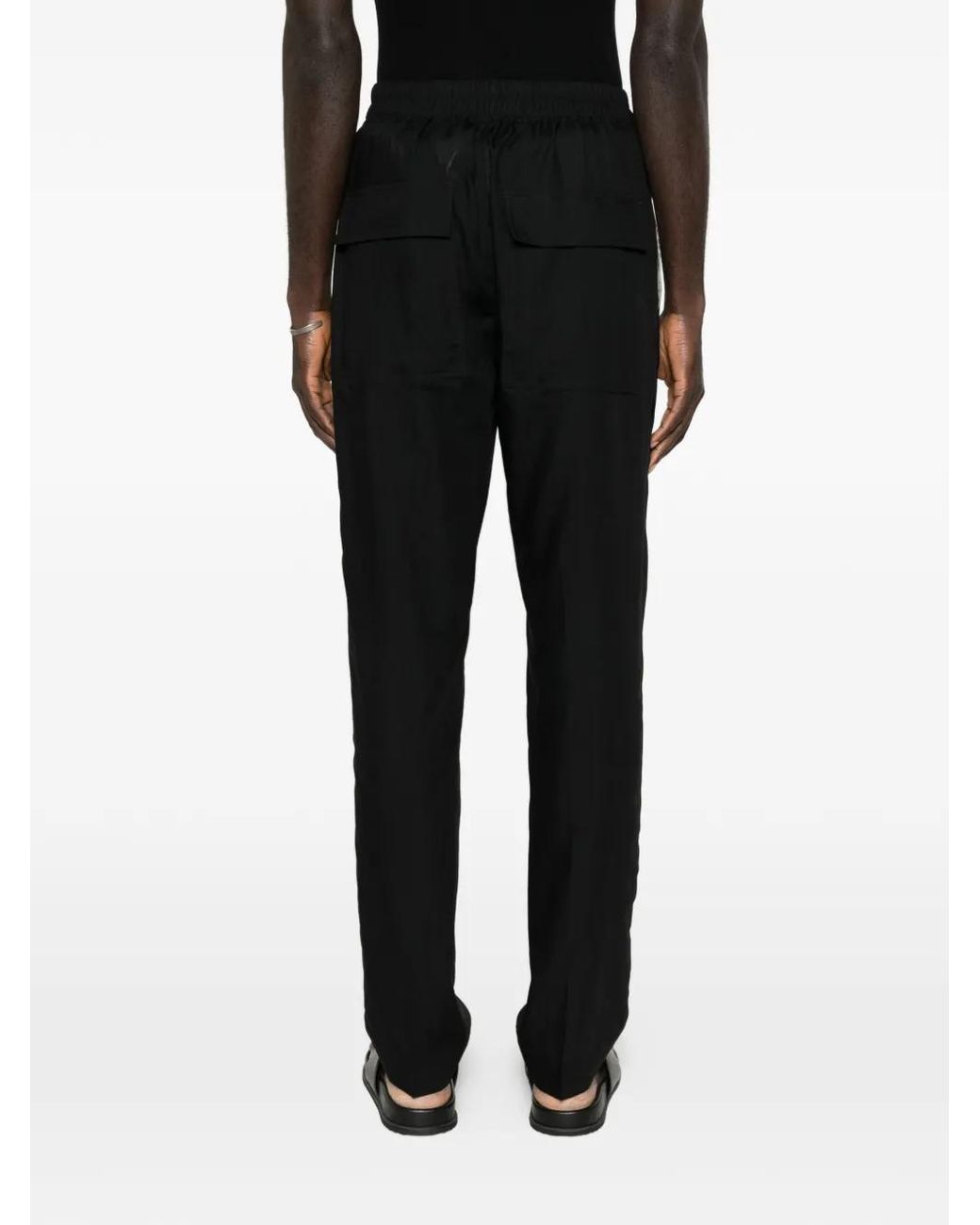 Pantalones Drawstring Slim Long Rick Owens de hombre de color Black