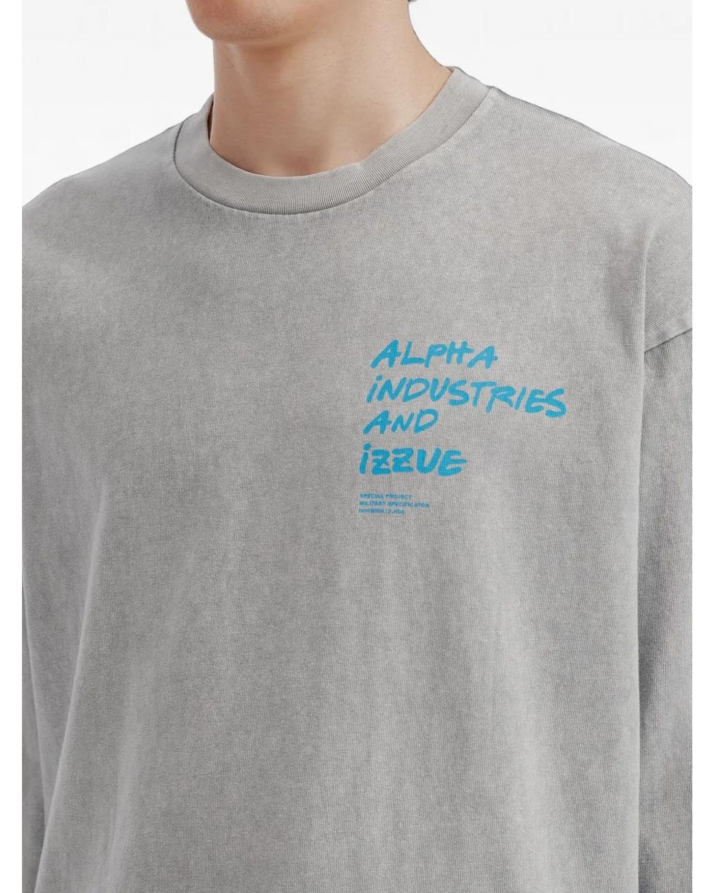 Izzue Gray Logo-Print Long-Sleeve Sweatshirt for men