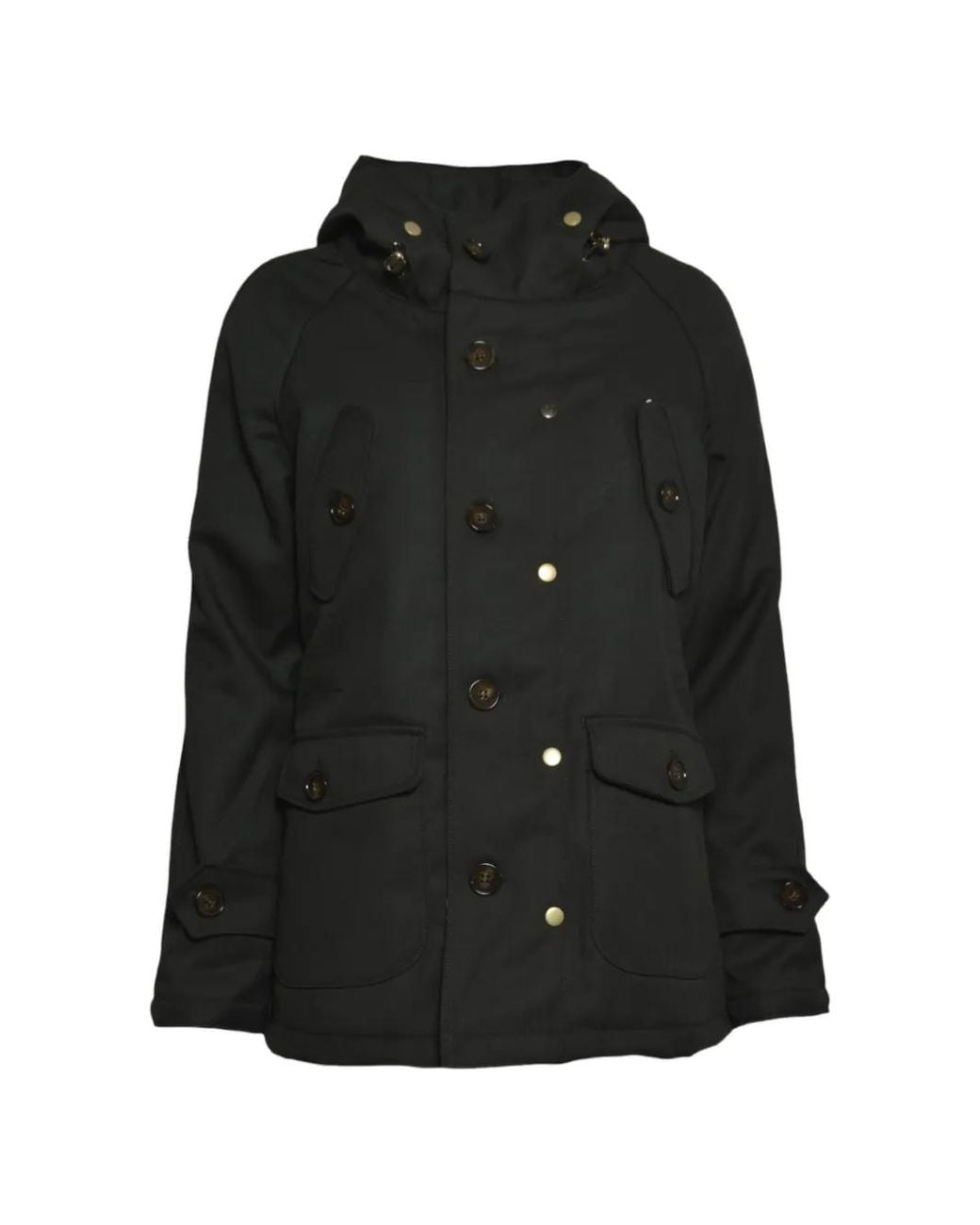 Equipe 70 Black Button-Up Hooded Coat