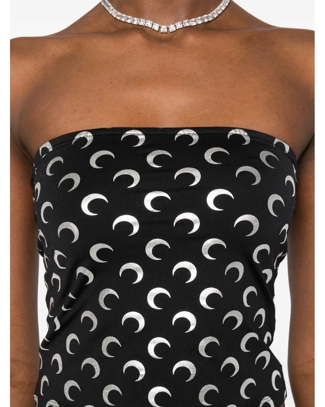 MARINE SERRE Black Moon-Print Top