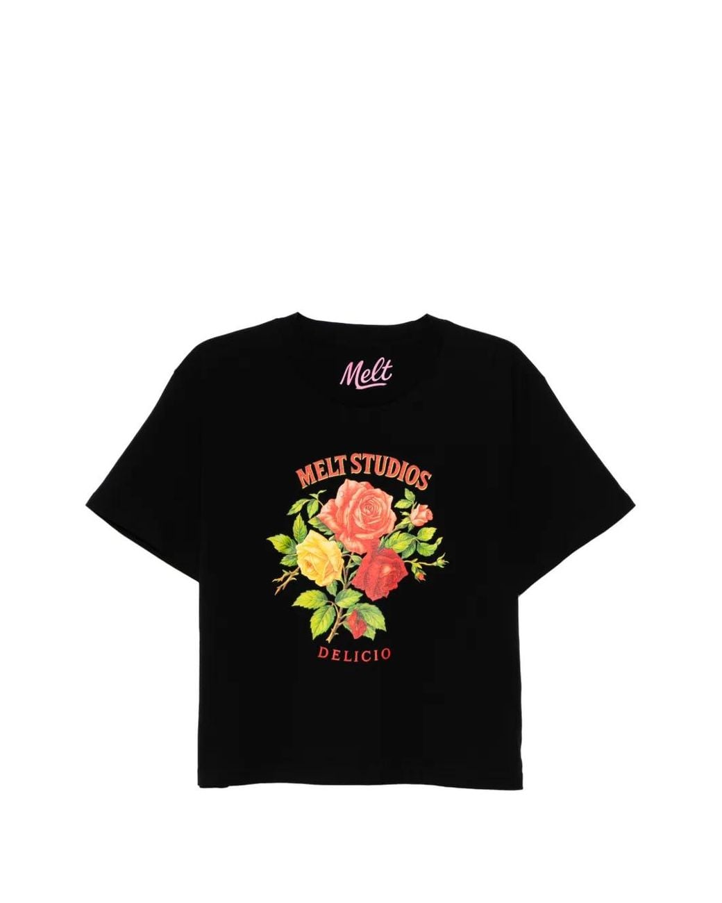 Melt Black T-Shirt À Fleurs