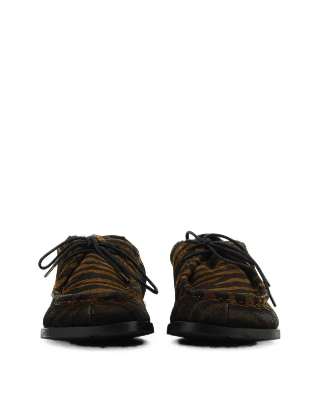 Elena Iachi Black Zebra-Print Derby Shoes