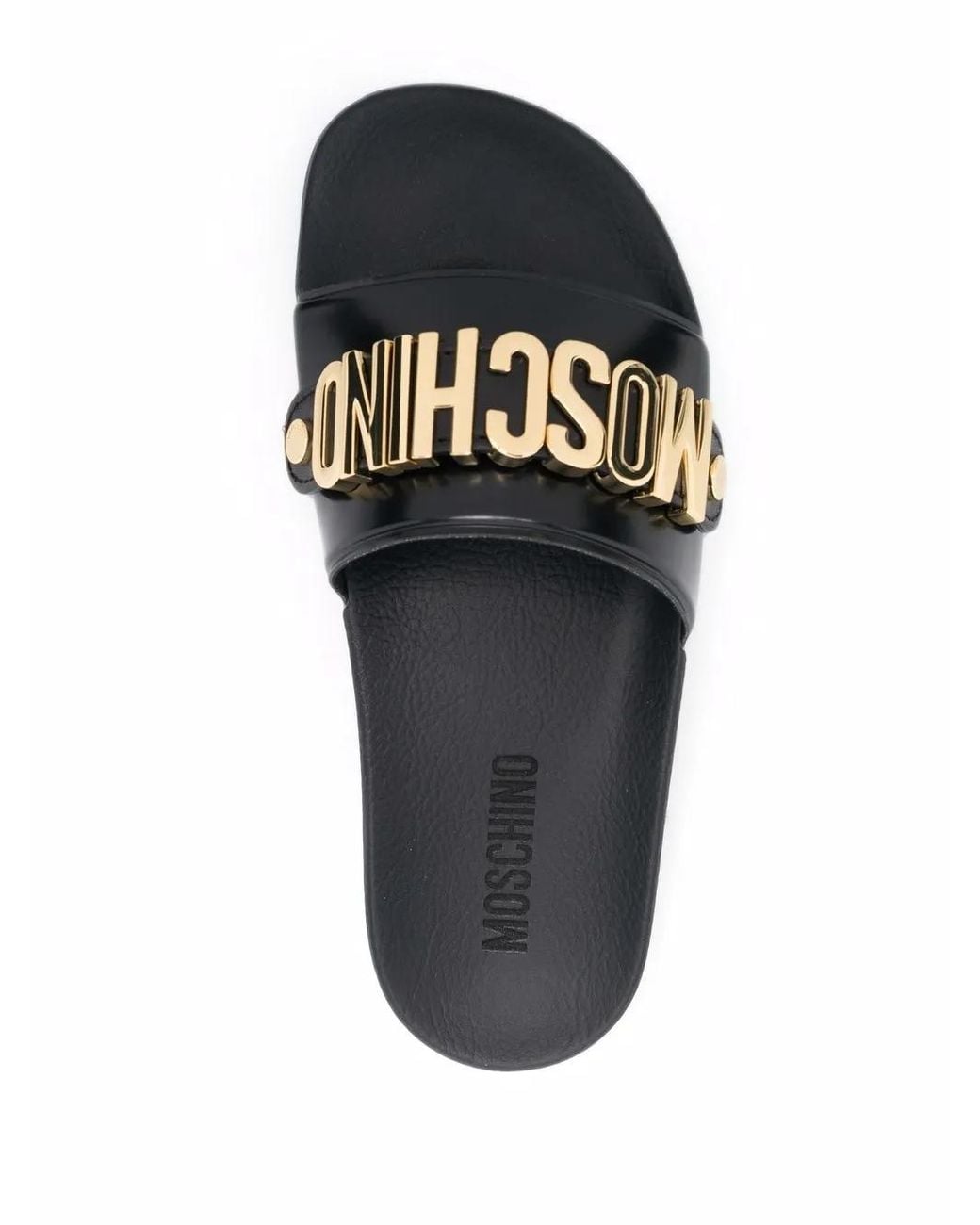 Moschino Black Logo-plaque Slides