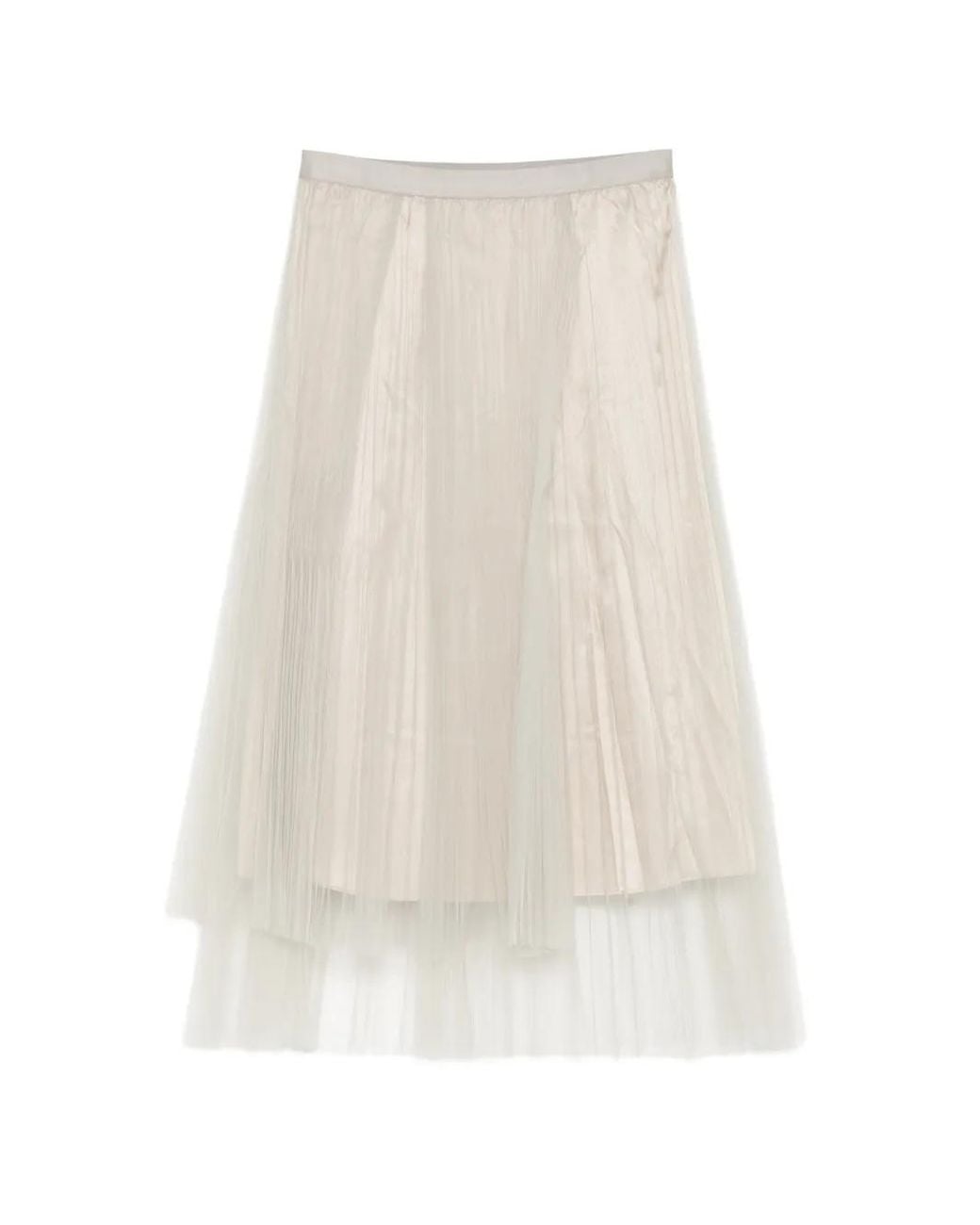 JNBY White Pleated Midi Skirt