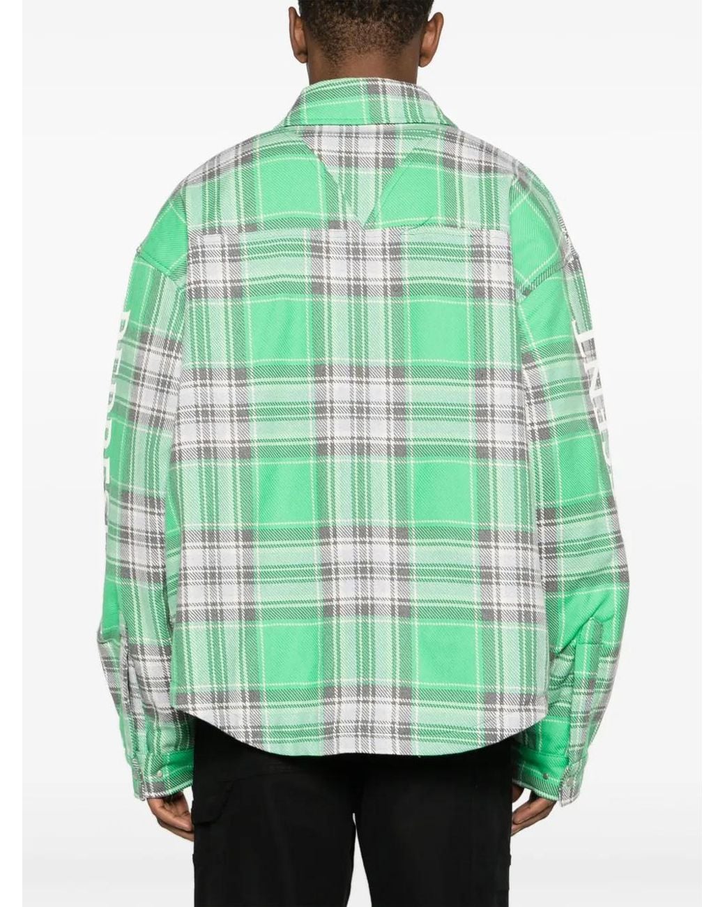 Represent Green Quilted Cotton Blend Over Shirt for men