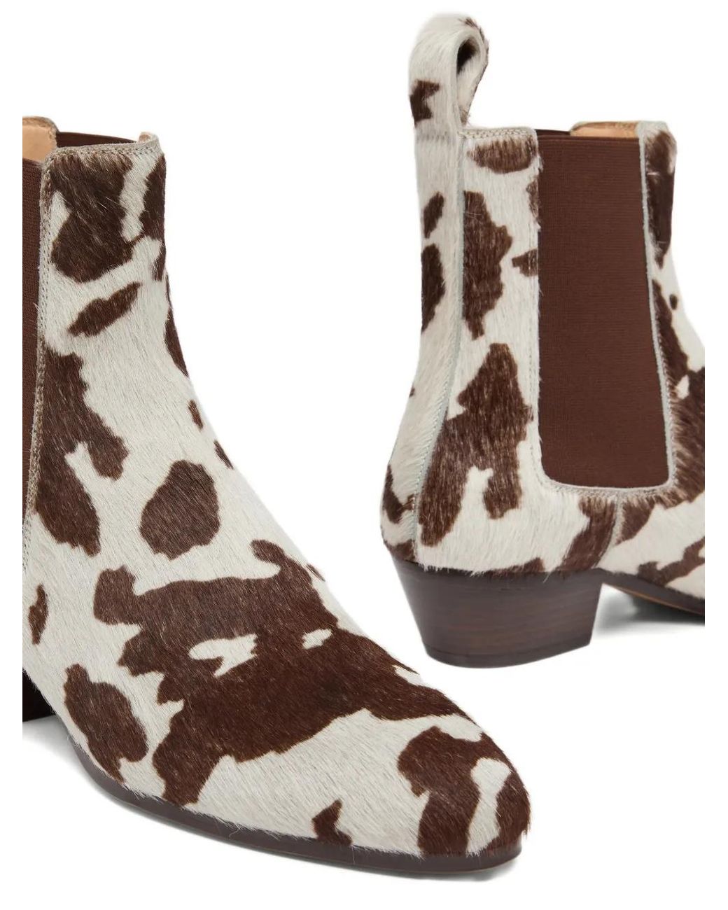 Odissi Brown Ella Cow Print Ankle Boots