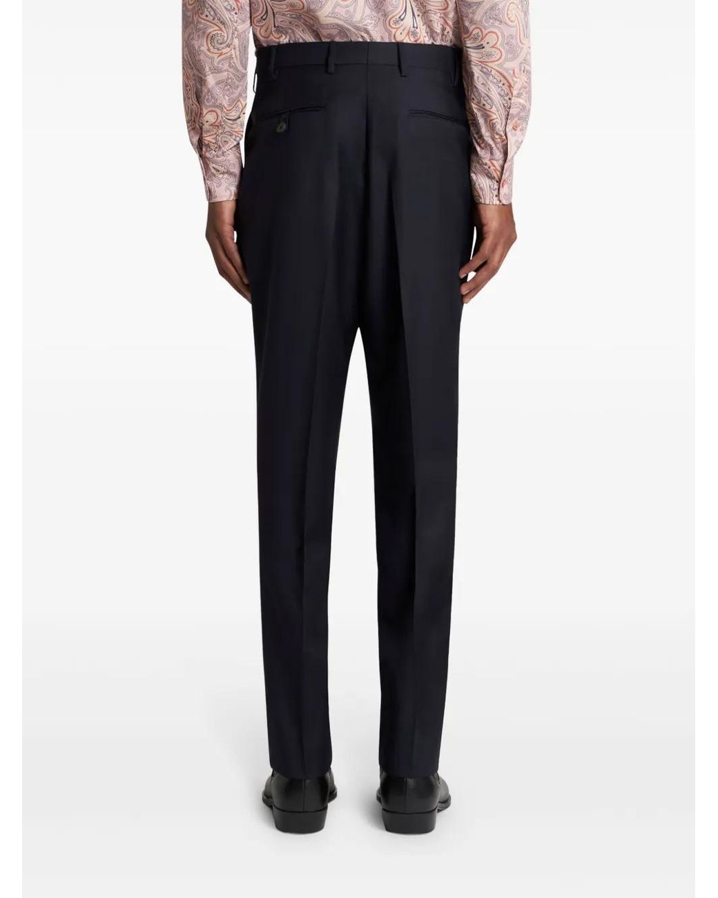 Etro Blue Pleated Trousers for men