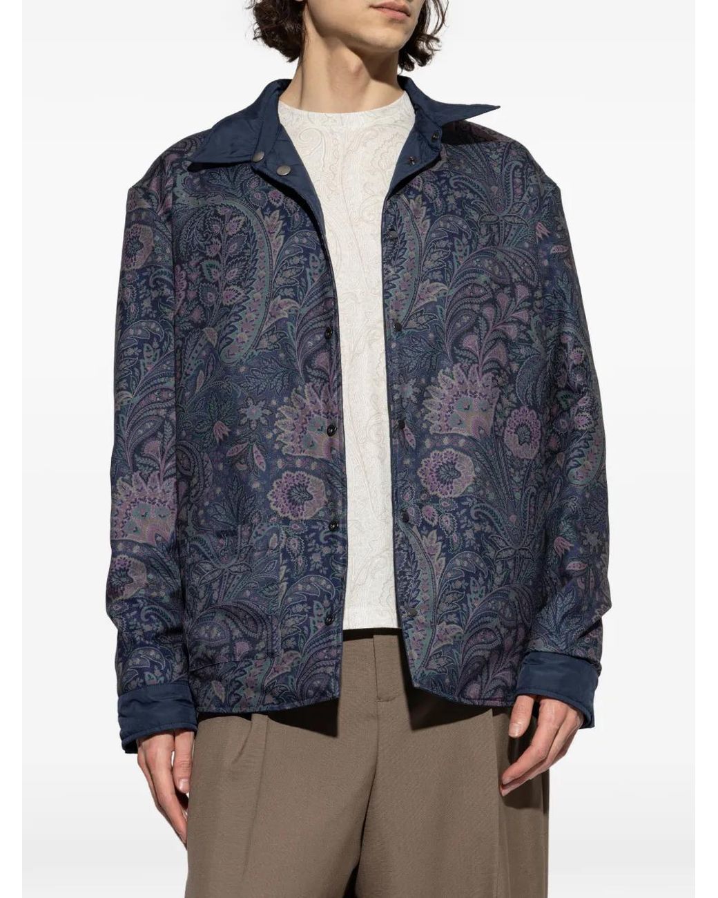 Etro Blue Surchemise À Poches Matelassées for men