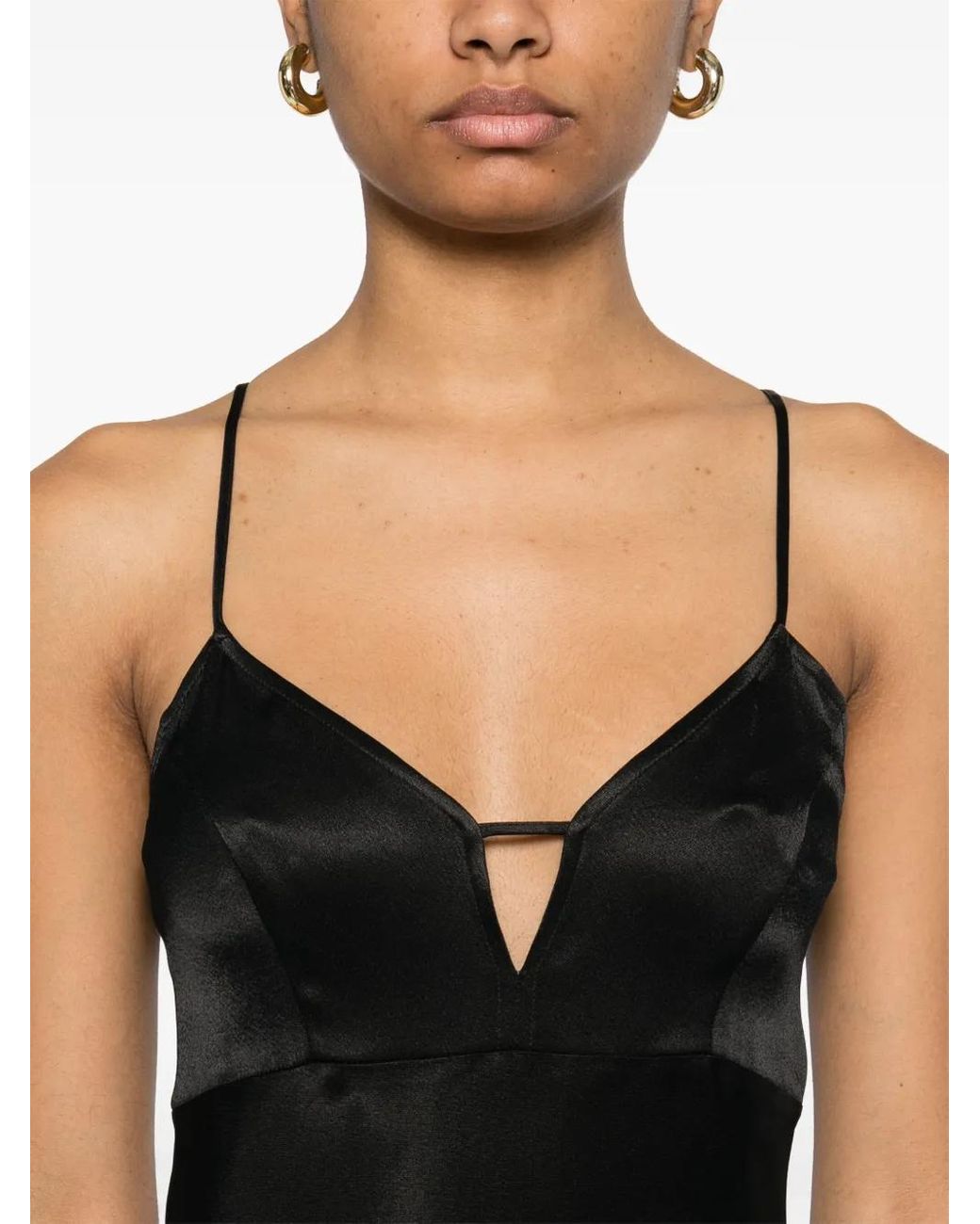 Twinset Black Satin Maxi Dress