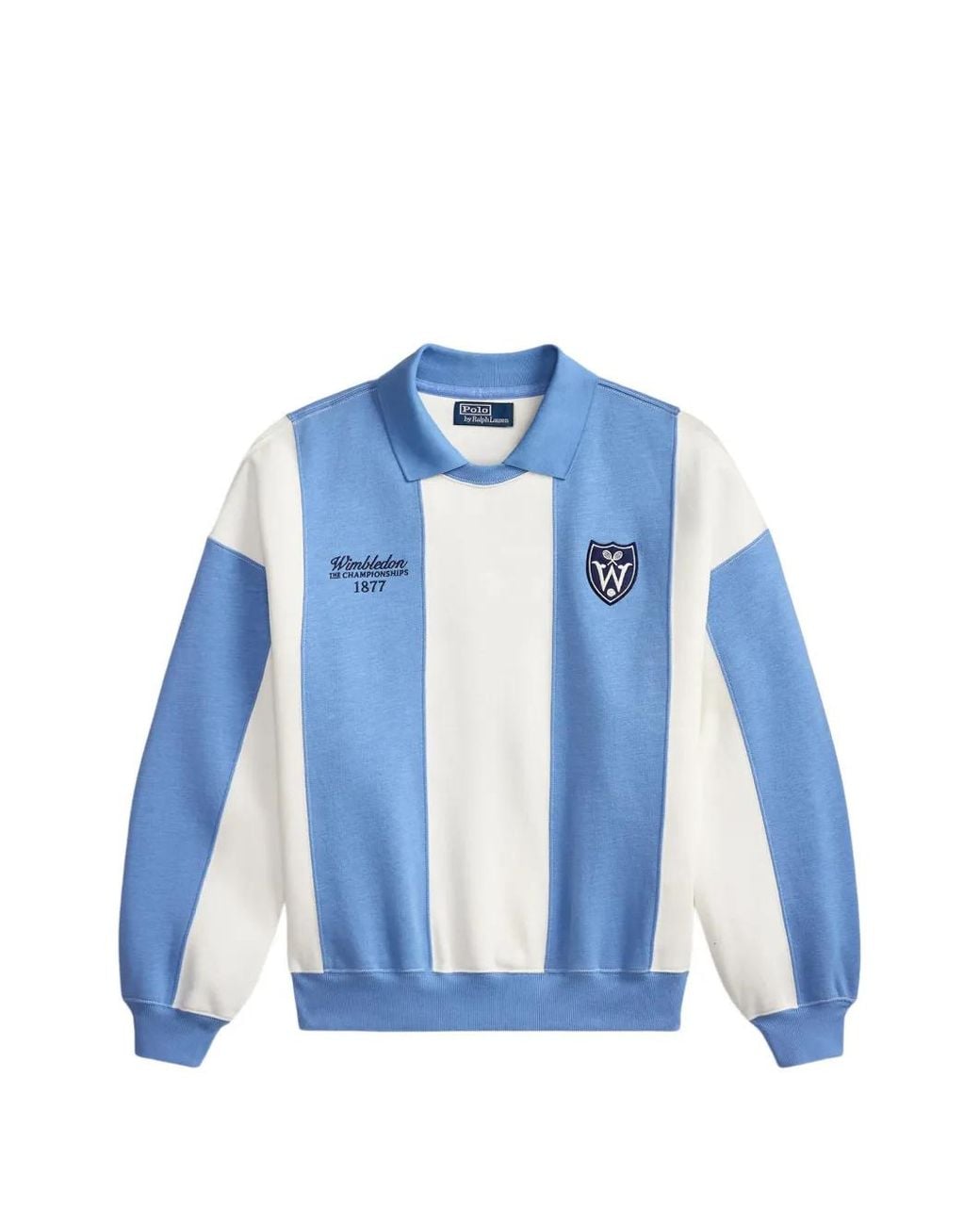 Polo Ralph Lauren Blue Wimbledon Striped Panelled Polo Top