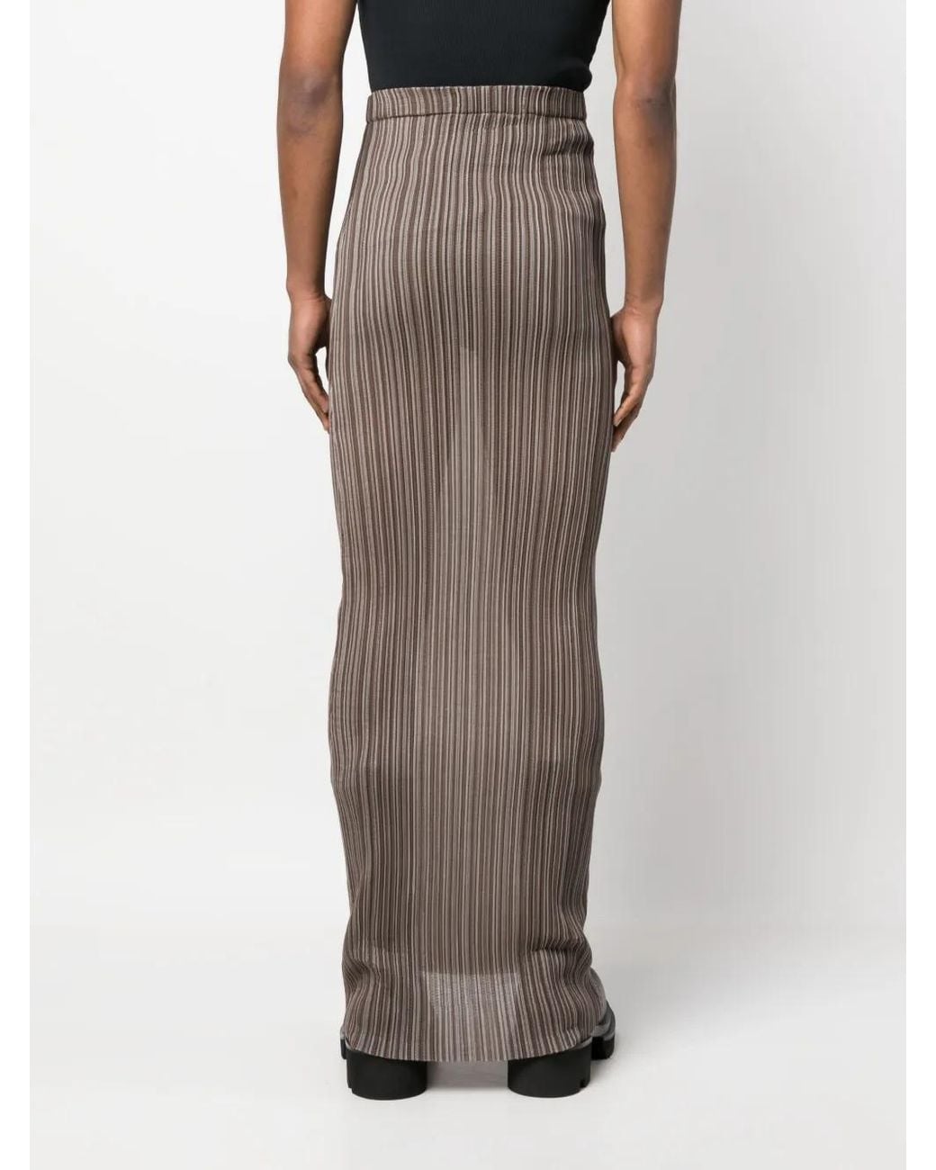 Ludovic de Saint Sernin Brown Striped Maxi Skirt