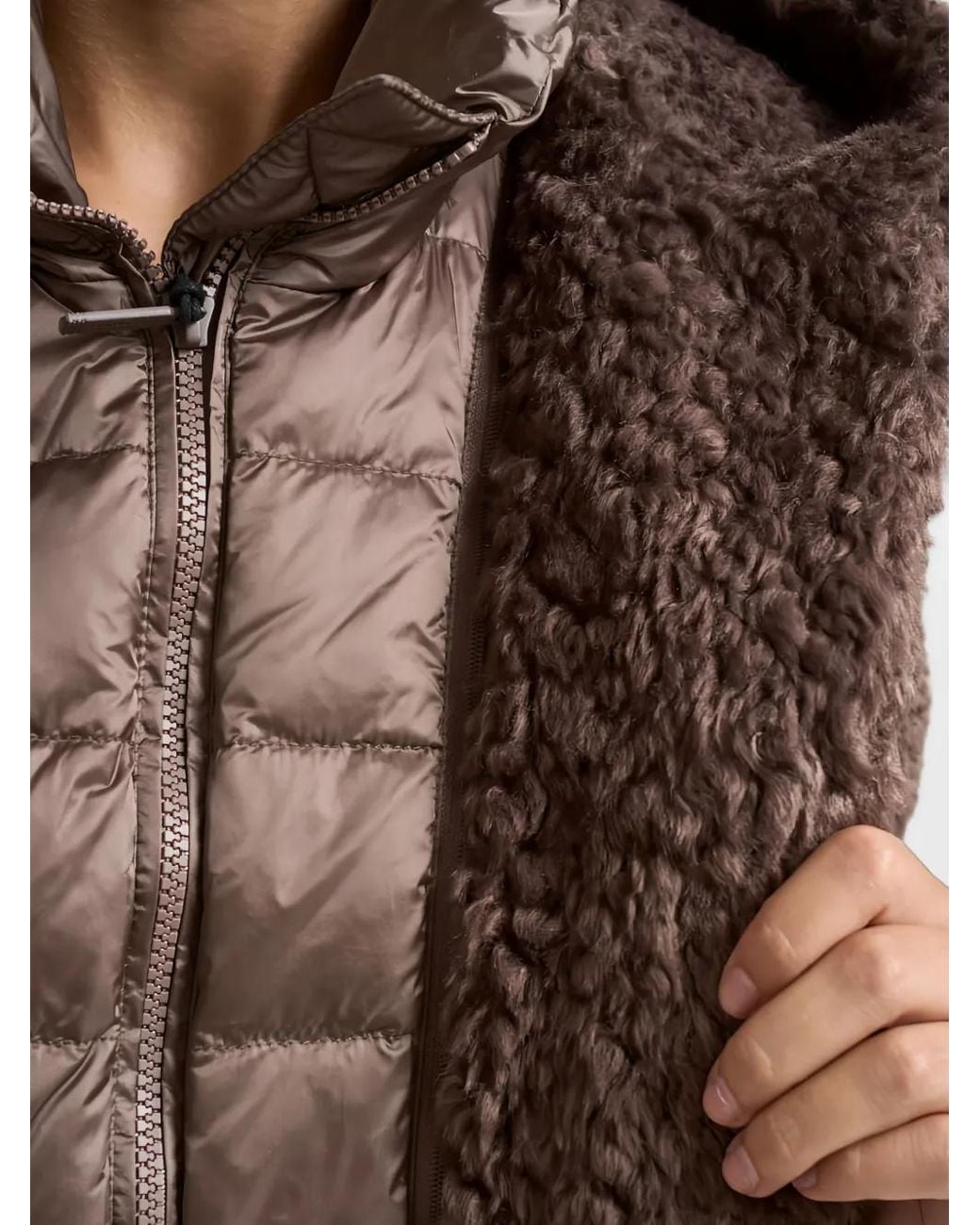 Bomboogie Brown St.Moritz Hooded Faux-Shearling Coat