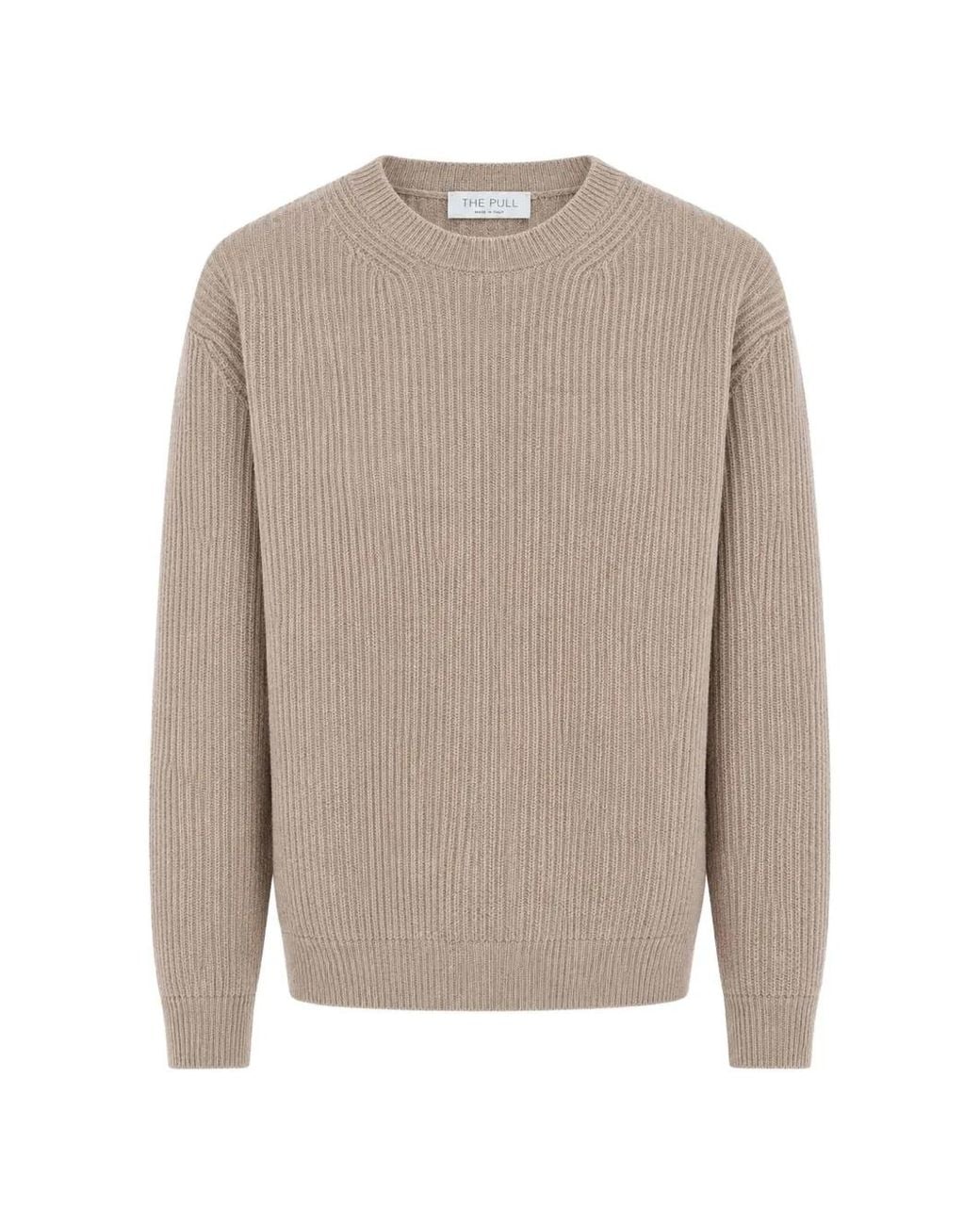 THE PULL Gerippter Strickpullover in Natural für Herren