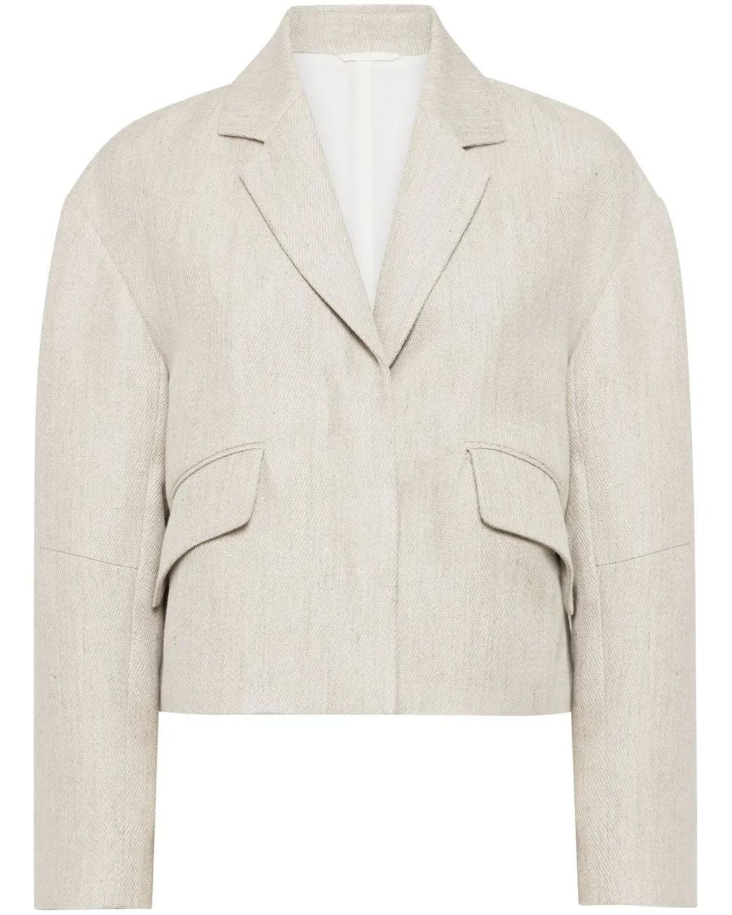 Brunello Cucinelli Natural Monili Bead-Embellished Blazer