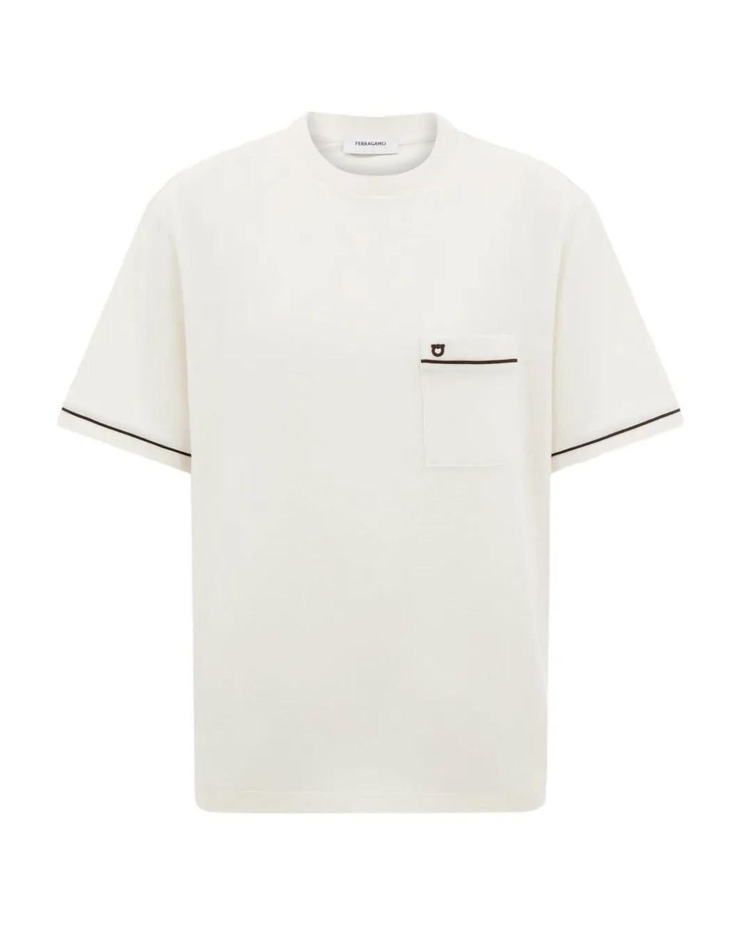 Ferragamo White Contrasting-Trim T-Shirt