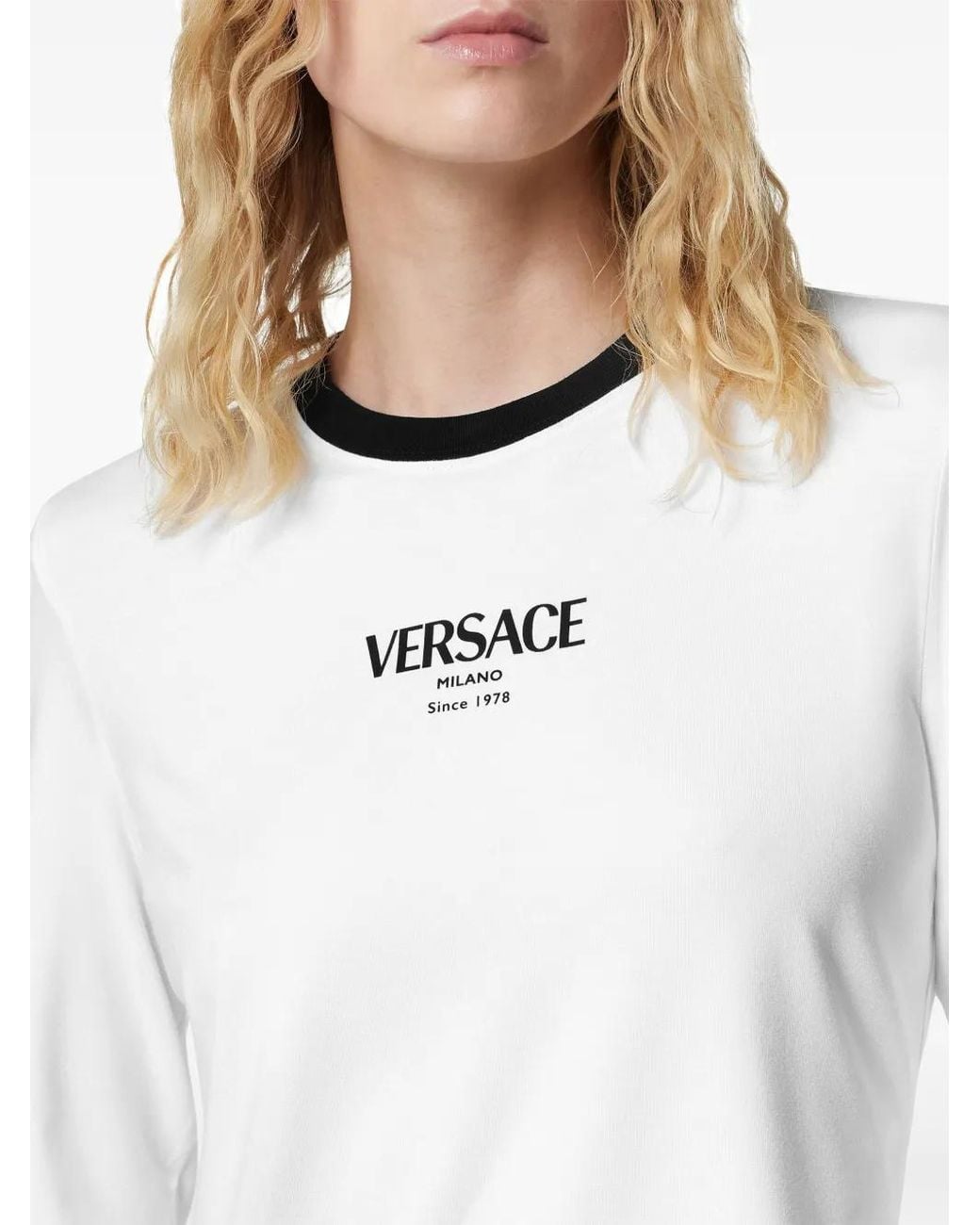 Versace White Stretch Viscose-Jersey T-Shirt