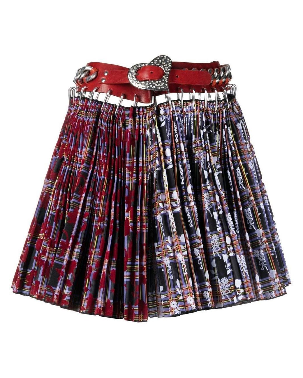 Chopova Lowena Graphic-print Pleated Mini Skirt in Red | Lyst
