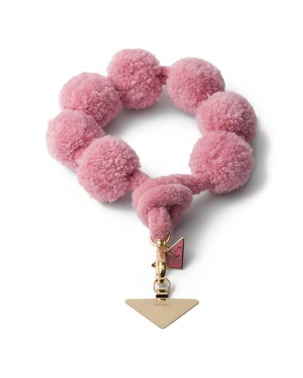 Prada Pink Triangle-Logo Wool Smartphone Wrist Strap