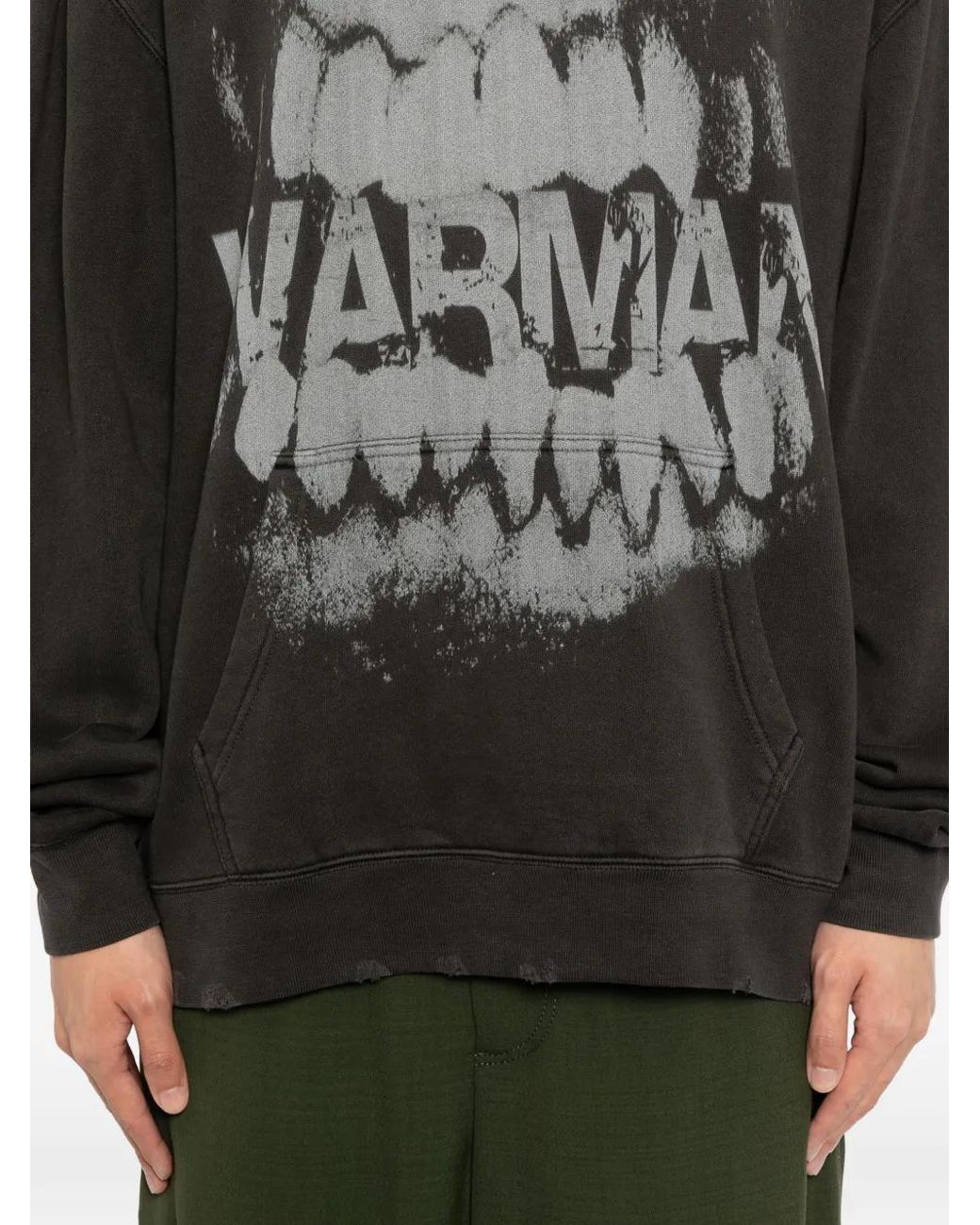 WARMAN Black Printed Hoodie for men