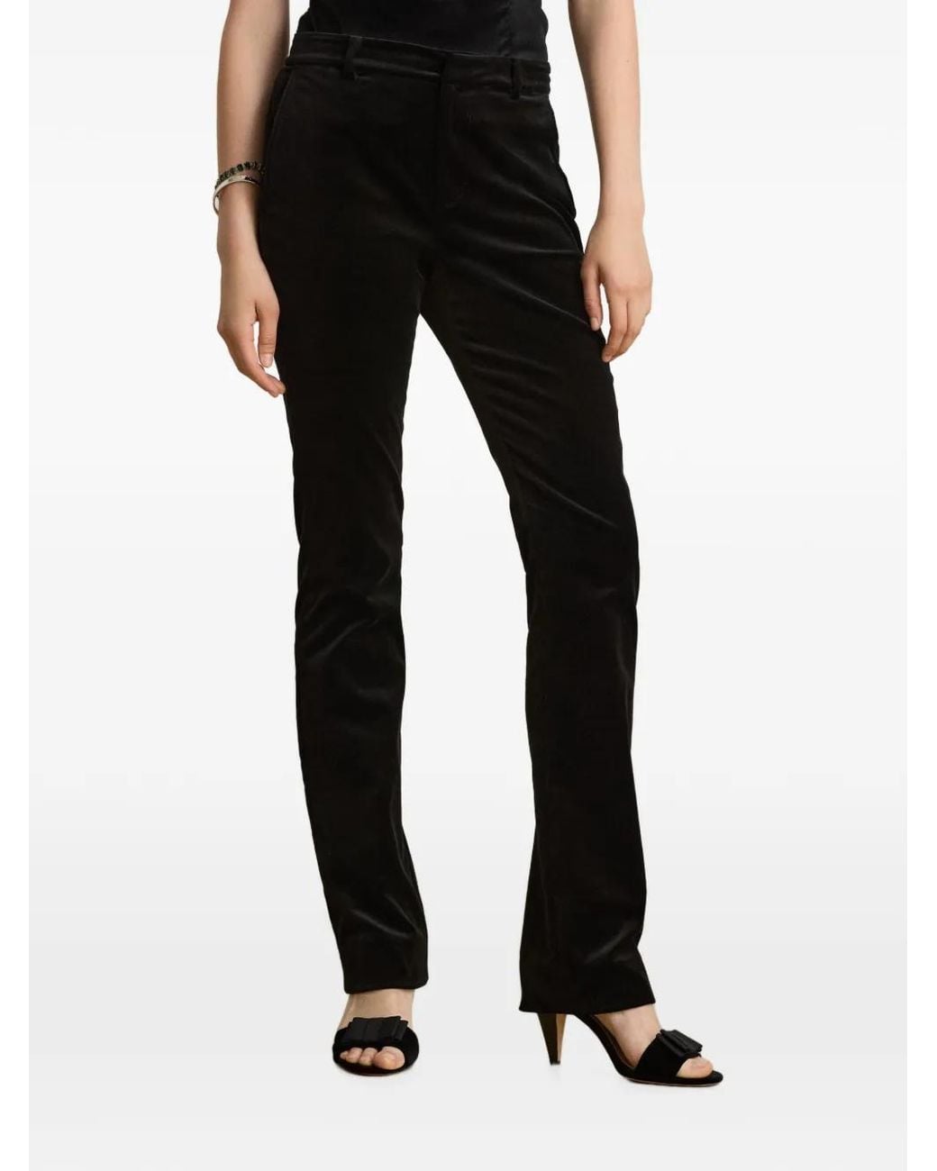 Ralph Lauren Black Korette Velvet-Effect Trousers