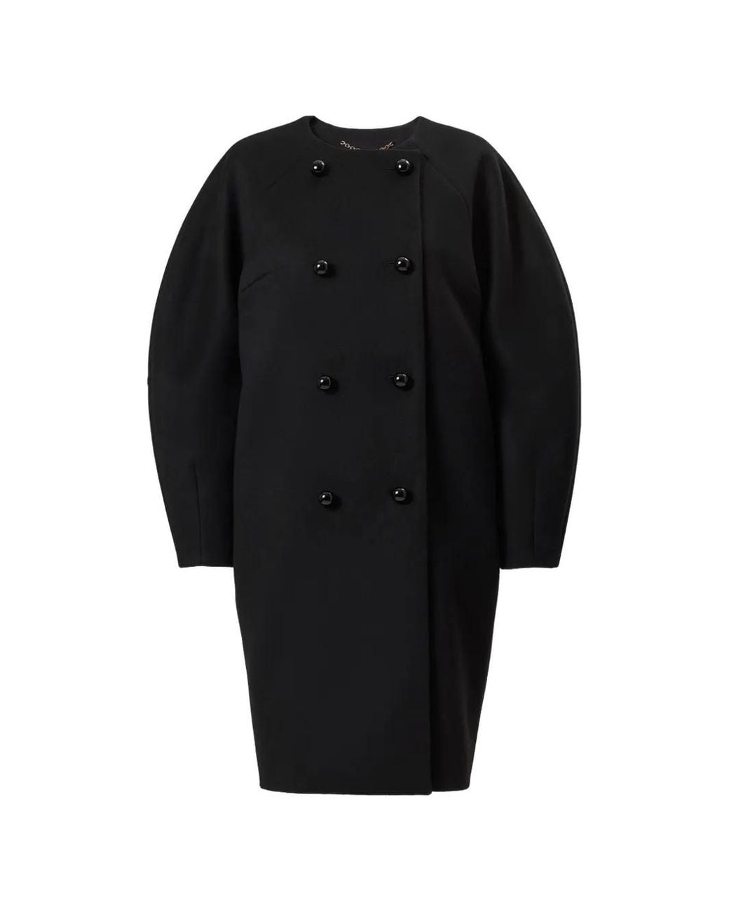Carolina Herrera Black Double-Breasted Cocoon Coat