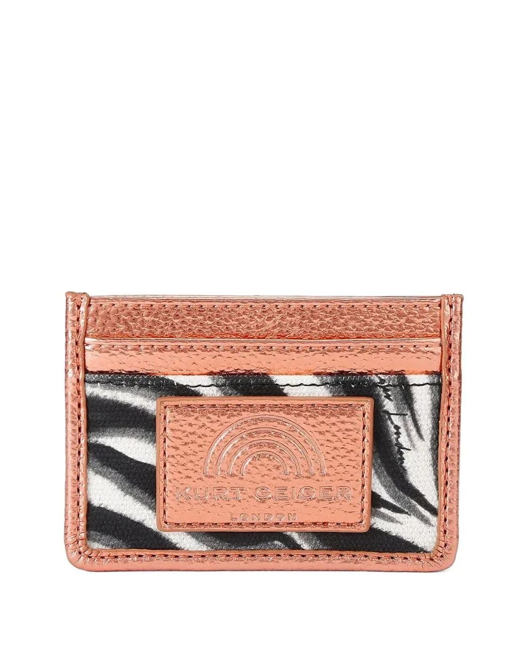 Kurt Geiger Pink Southbank Zebra-Print Metallic Card Holder