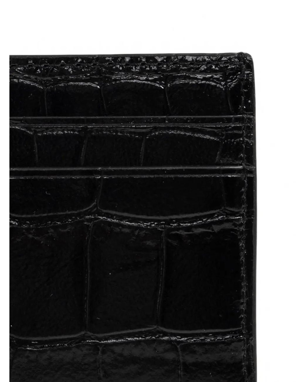 Tory Burch Black Croc-Effect Logo-Plaque Card Holder