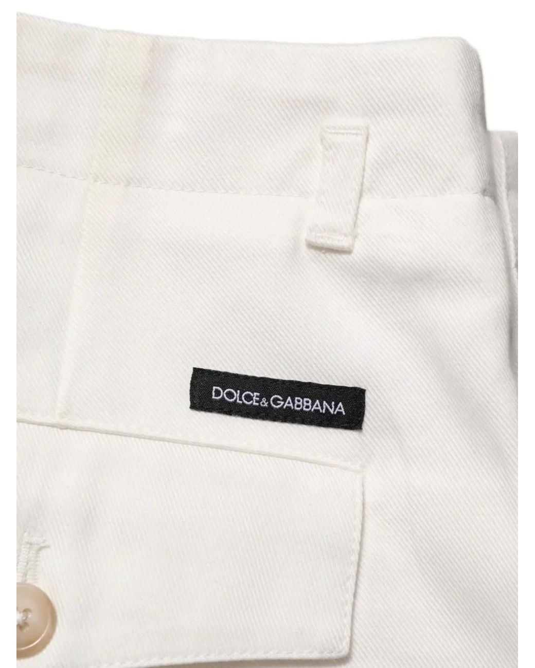 Dolce & Gabbana White Pleated Bermuda Shorts for men