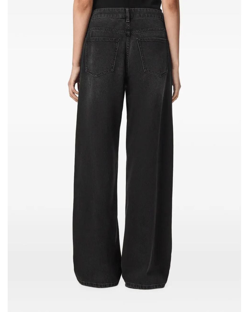 AllSaints Black Sway Stud-Embellished Jeans