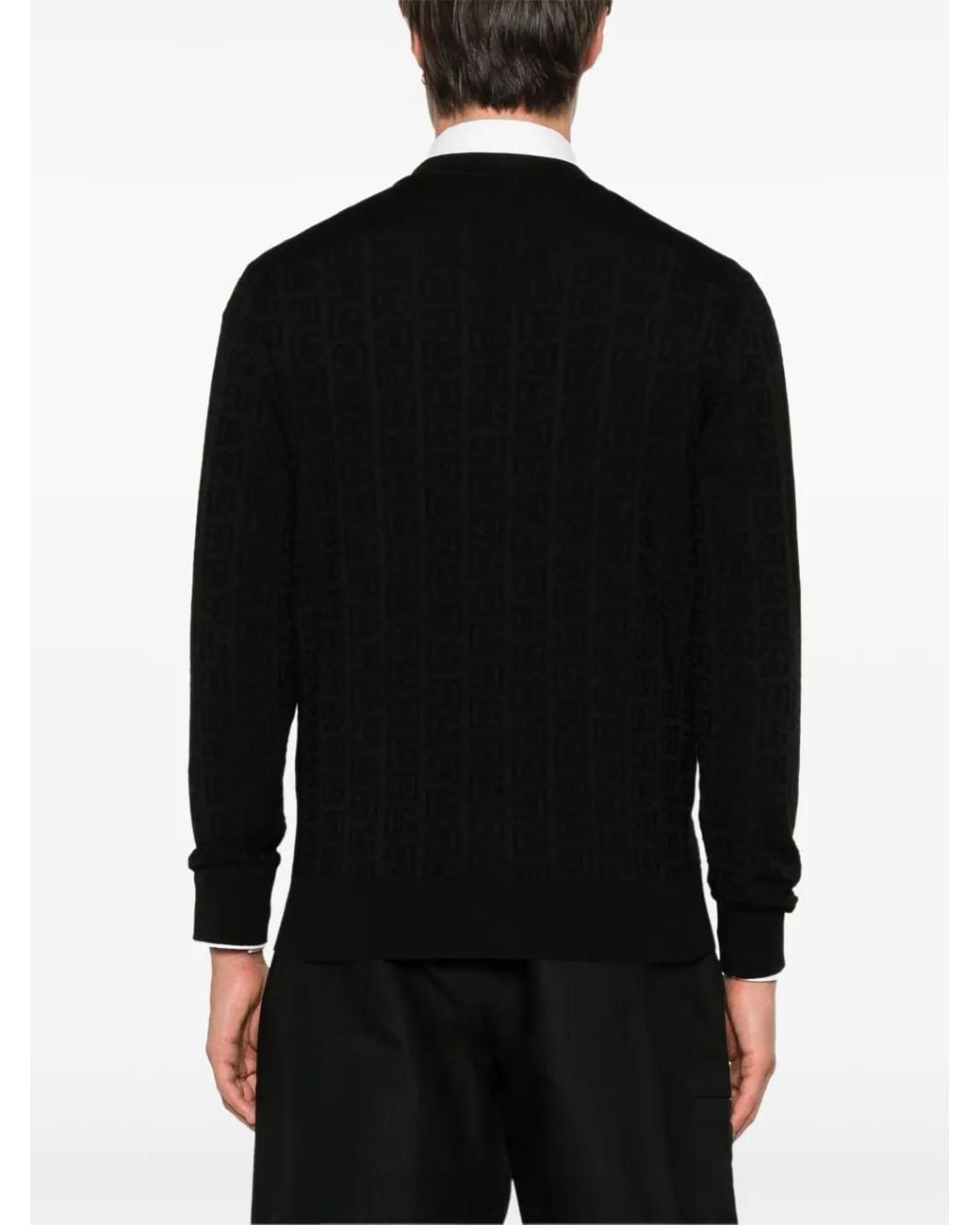 Dolce & Gabbana Black Monogram-Jacquard Cardigan for men