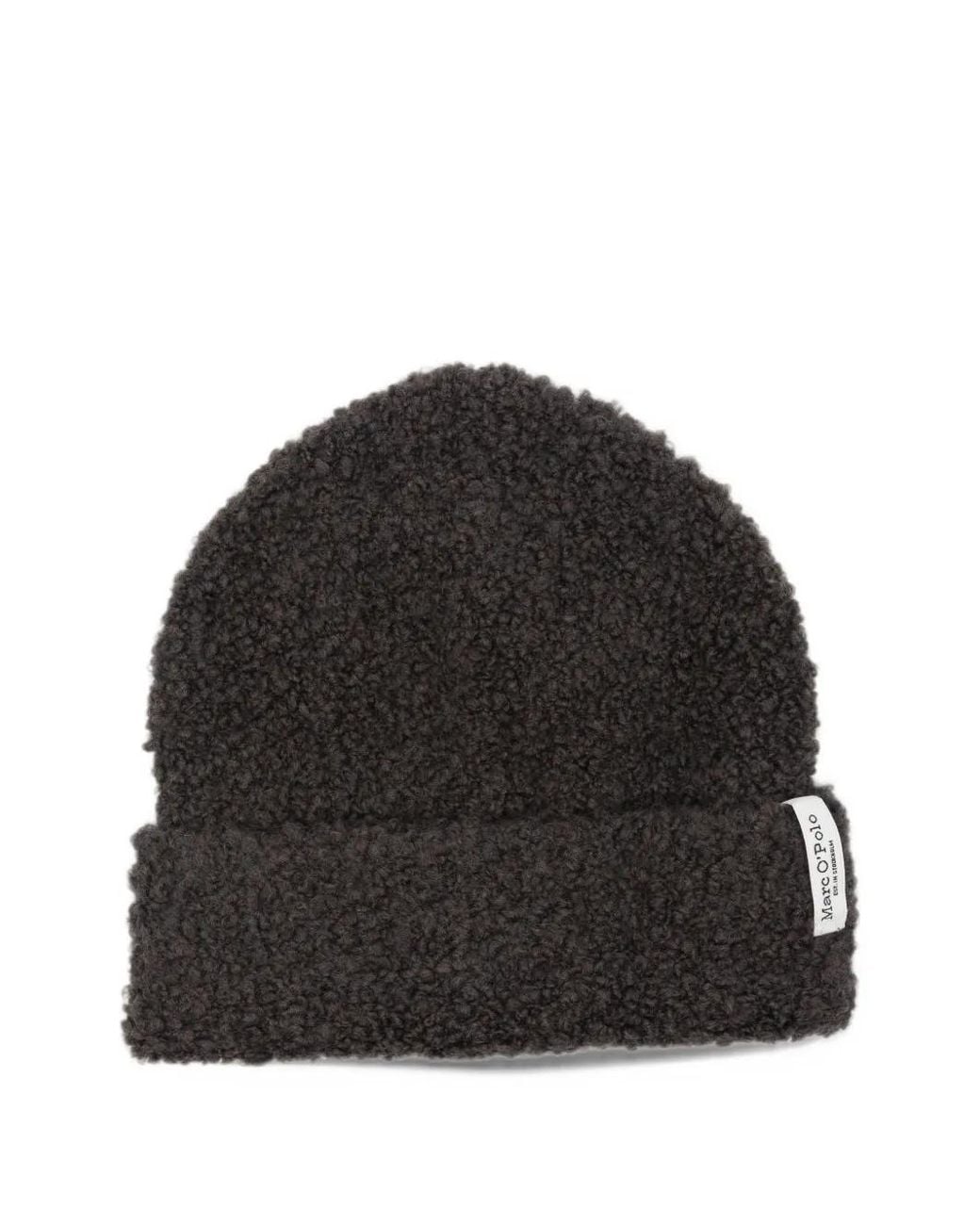 Marc O' Polo Black Bouclé-Knit Beanie Hat