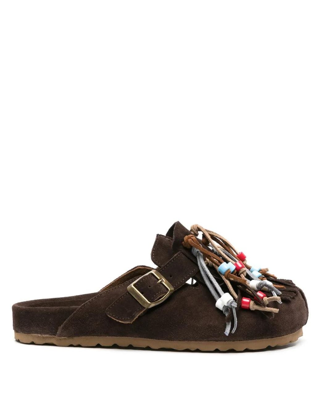 Scarosso Brown Gea Tasselled Suede Slippers