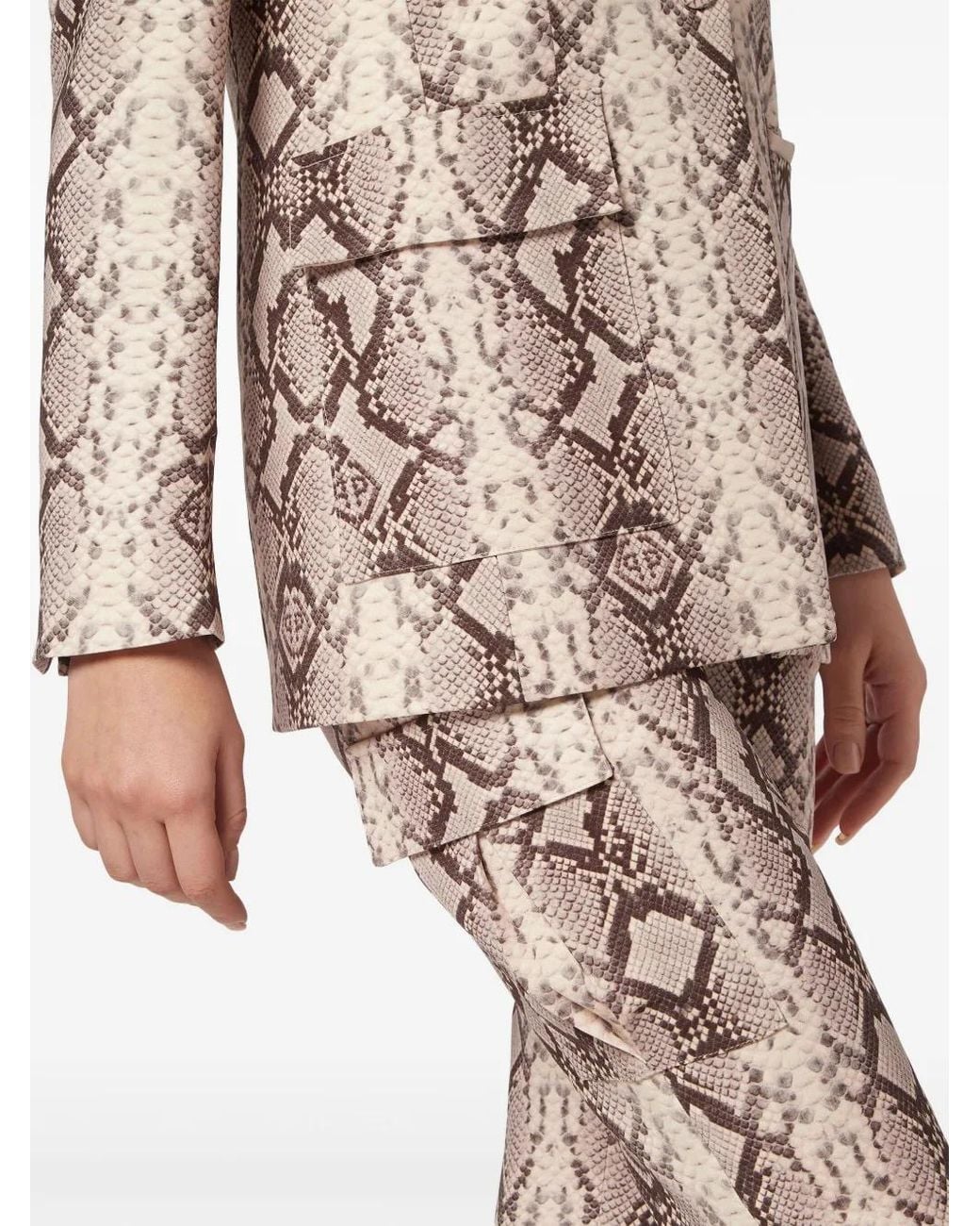 Philipp Plein Pink Python-Print Satin Blazer