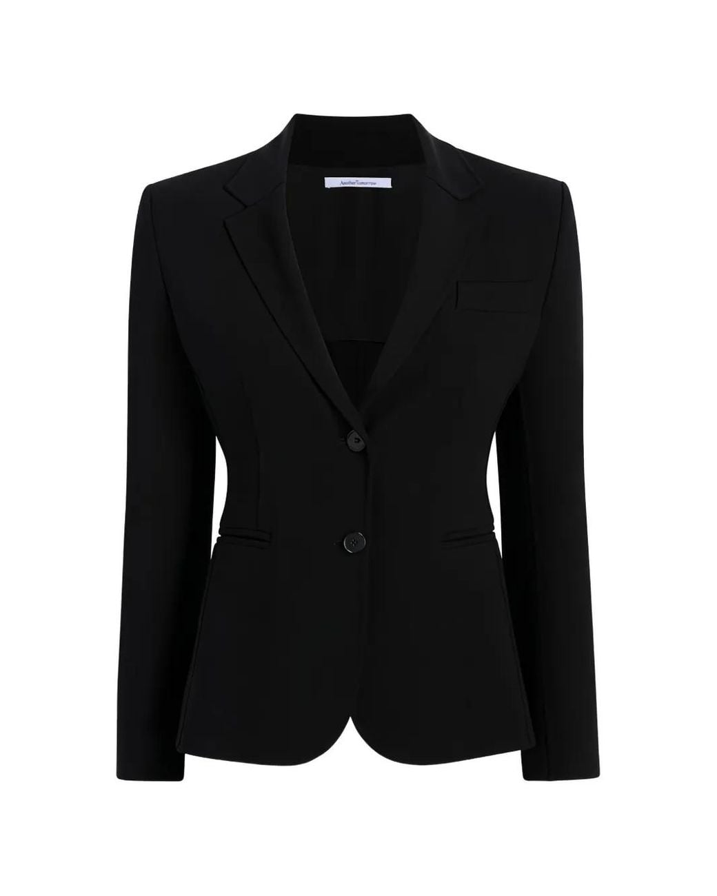 Another Tomorrow Black Doppio Cropped Blazer