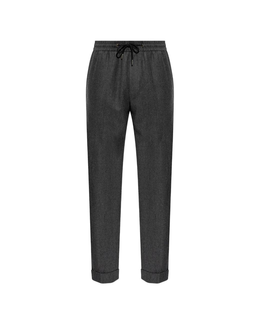 Paul Smith Black Drawstring-Waist Pleated Trousers for men