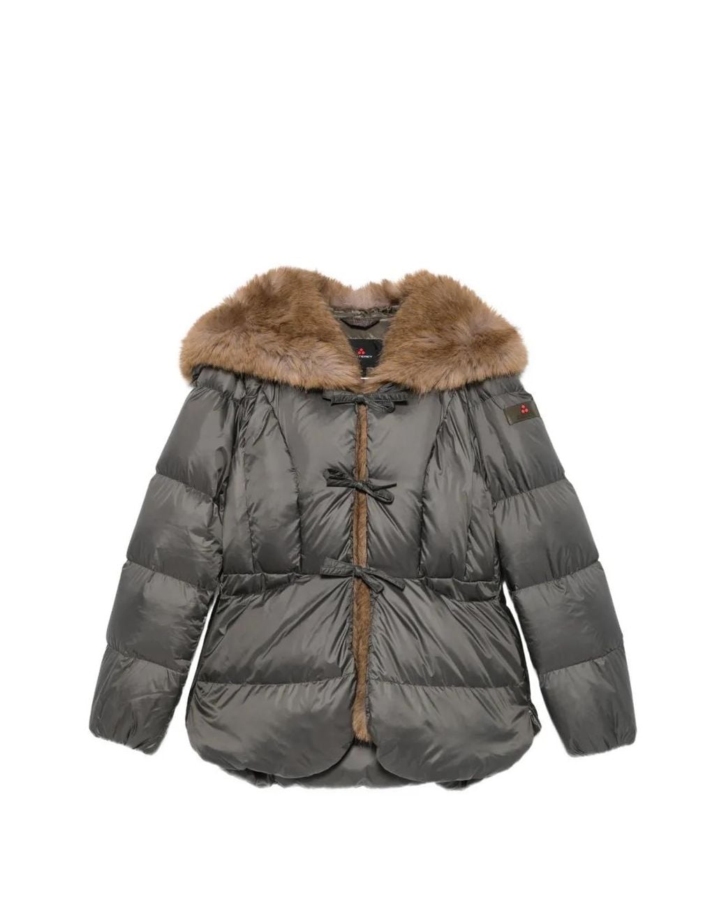 Peuterey Gray Faux-Fur Trim Padded Coat