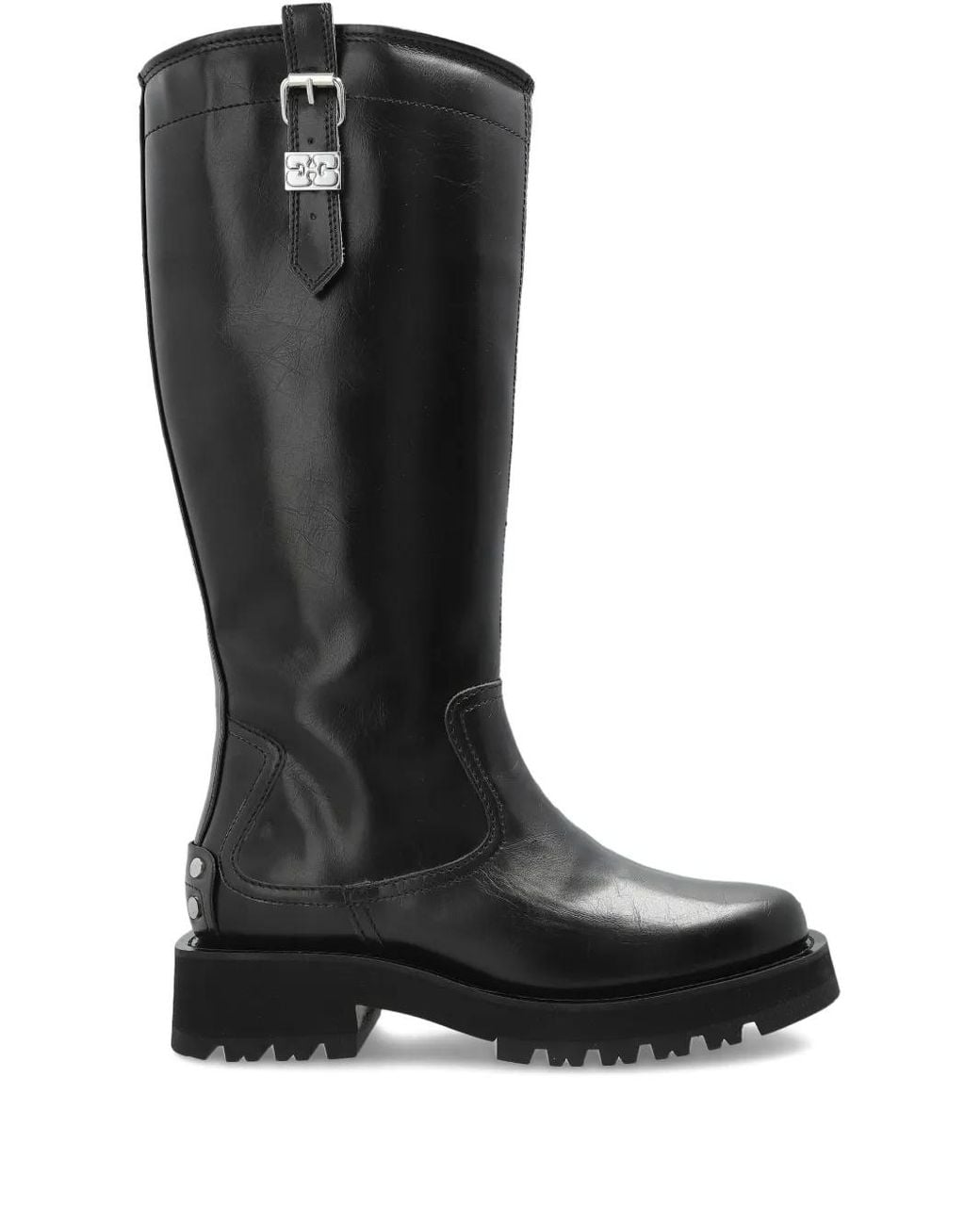 Ganni Black Chunky Buckle Boots
