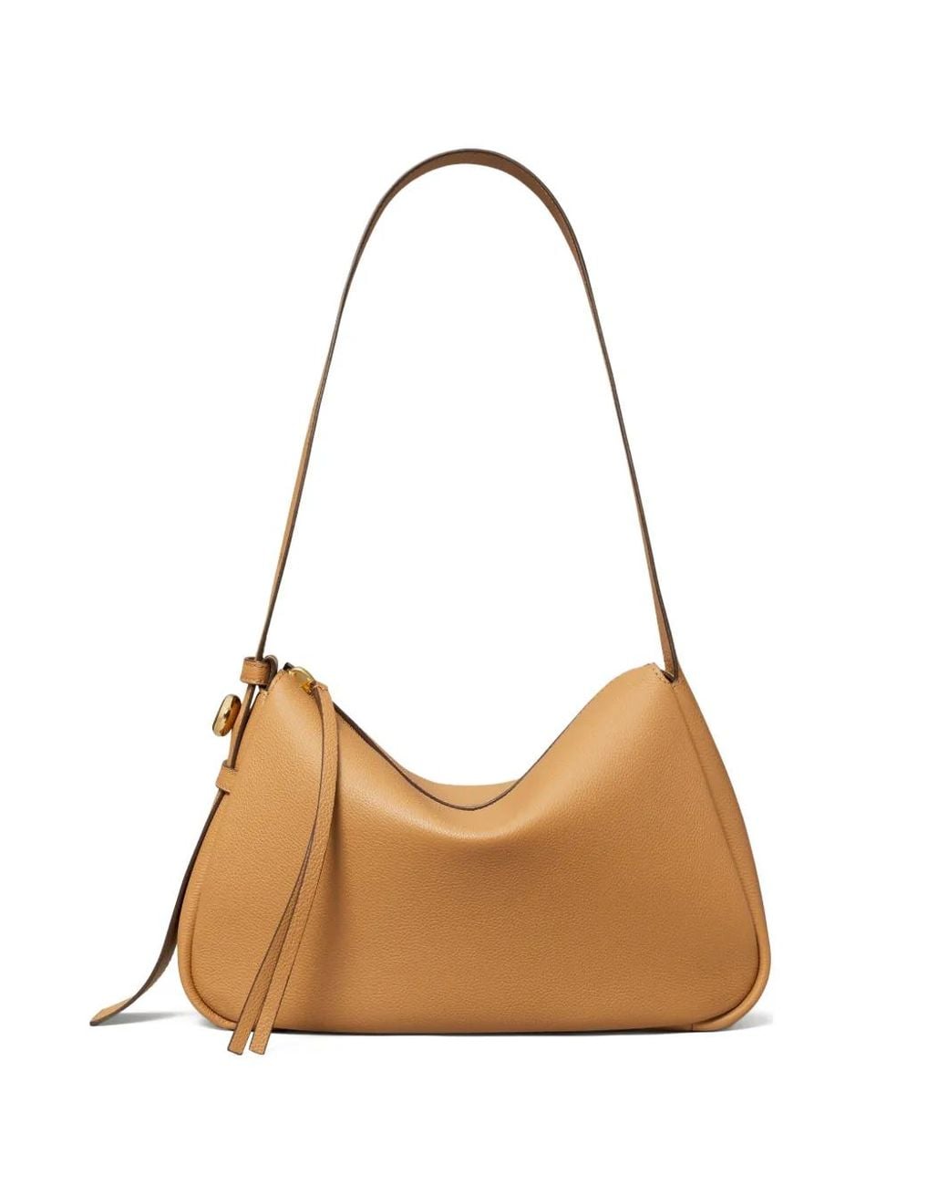 Tory Burch Natural Medium Romy Zip Leather Shoulder Bag