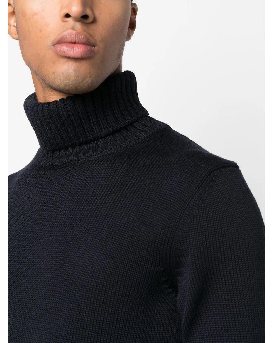 Zanone Blue Roll-Neck Knitted Sweater for men