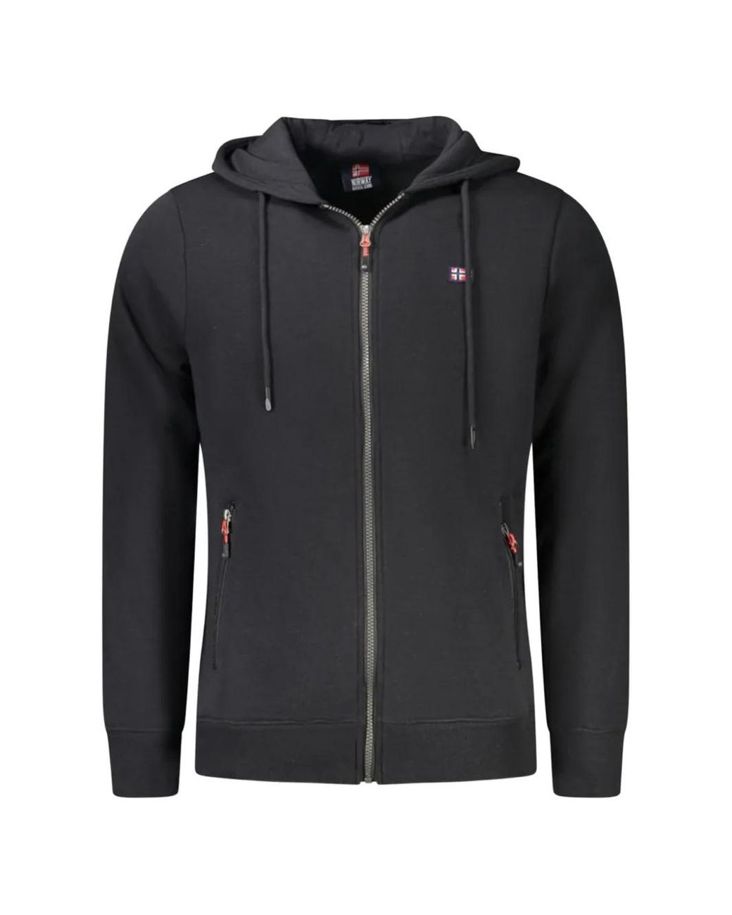 Norway 1963 Black Zip-Up Drawstring Hoodie for men