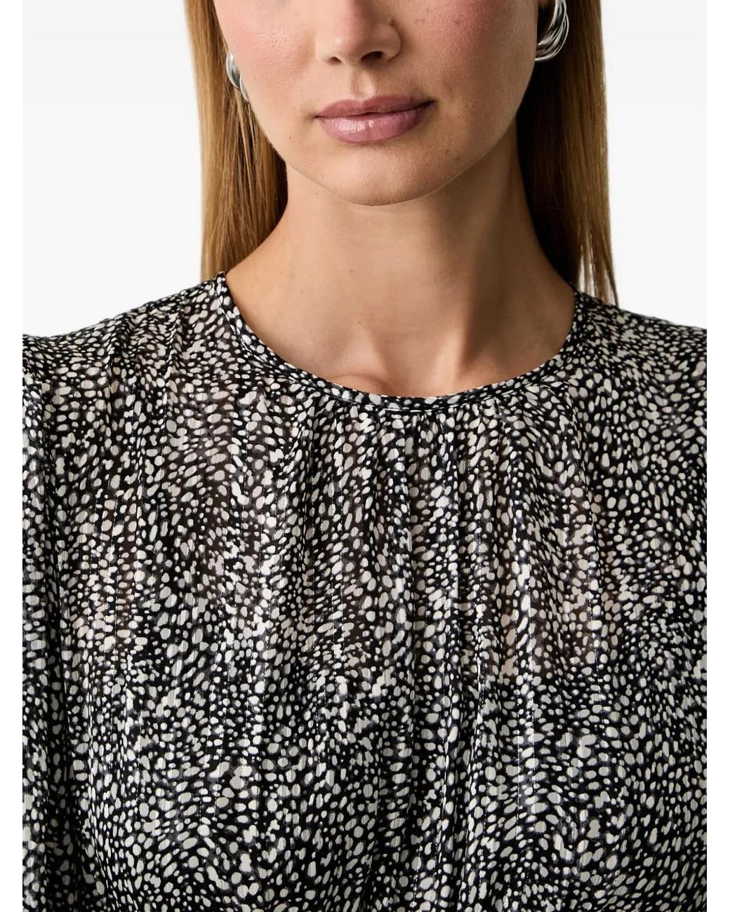 MICHAEL Michael Kors Black Printed Smocked Georgette Maxi Dress