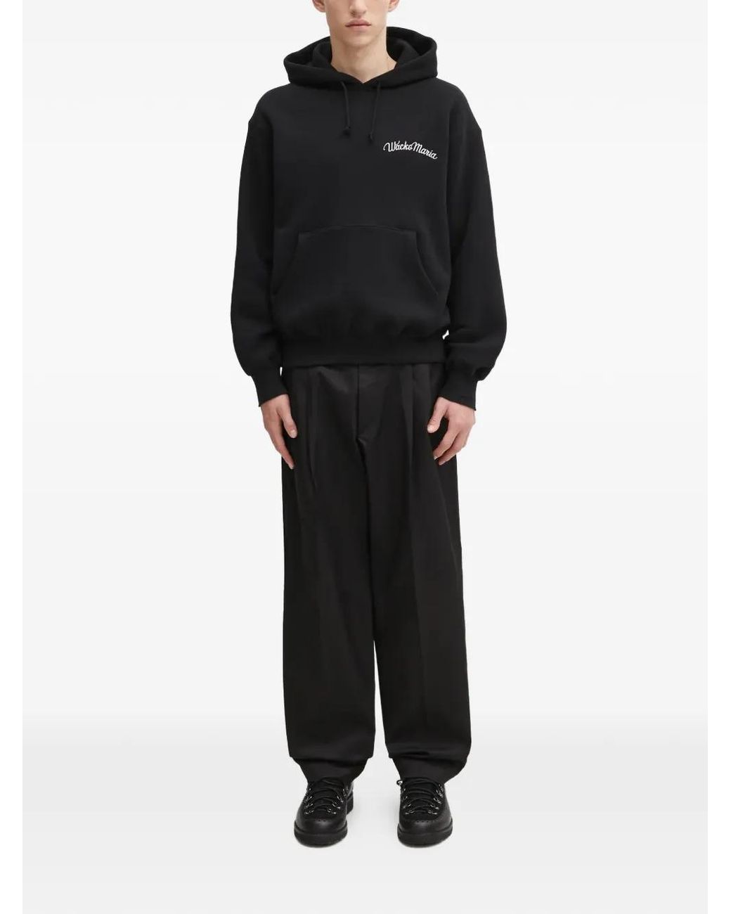 Wacko Maria Black Drawstring Hoodie for men