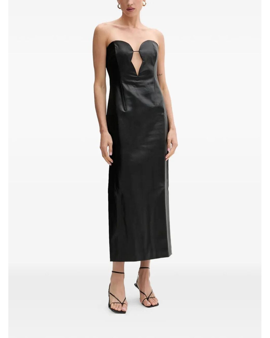 Bardot Black Cut-Out Strapless Midi Dress