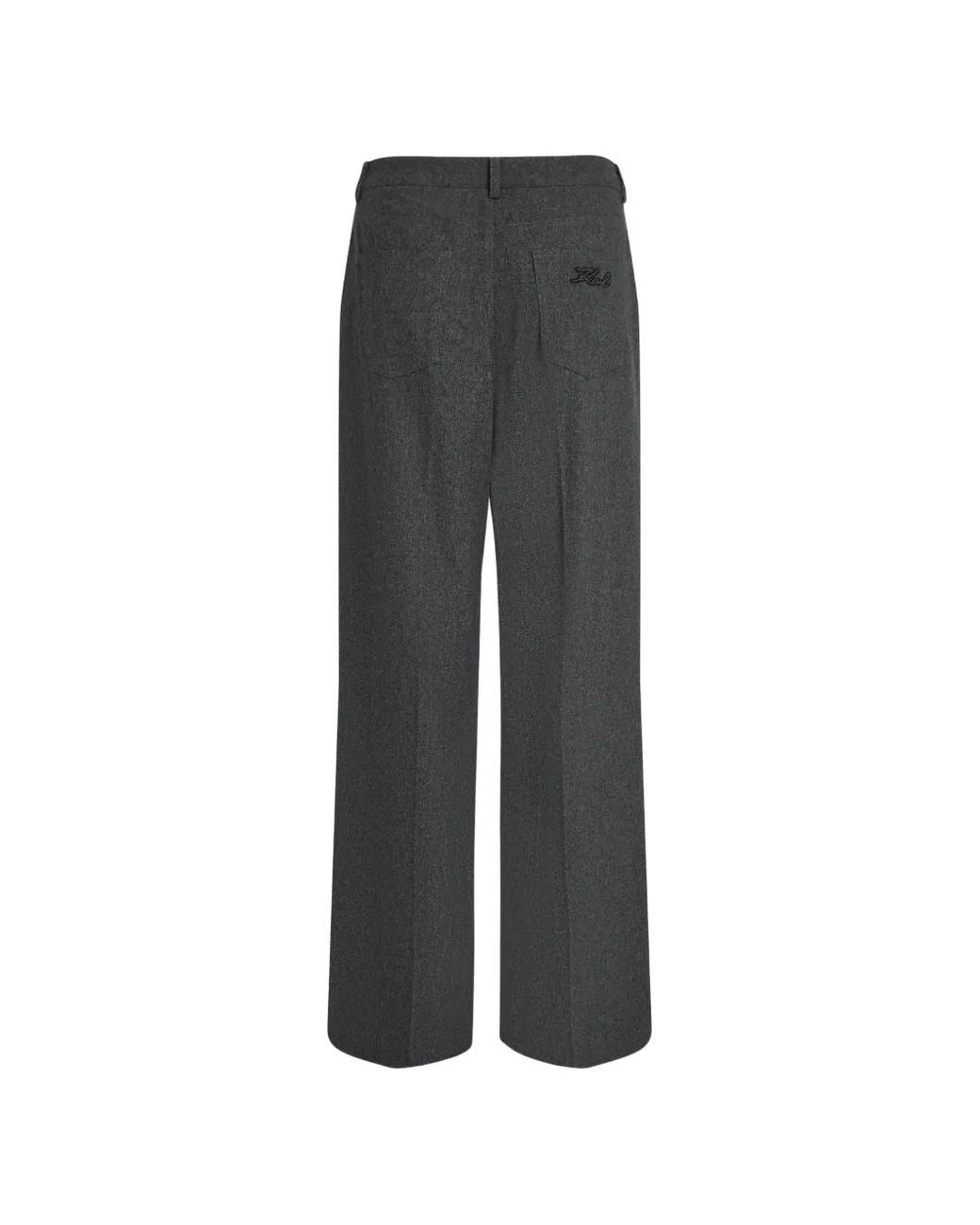 Karl Lagerfeld Gray Wide-Leg Flannel Trousers