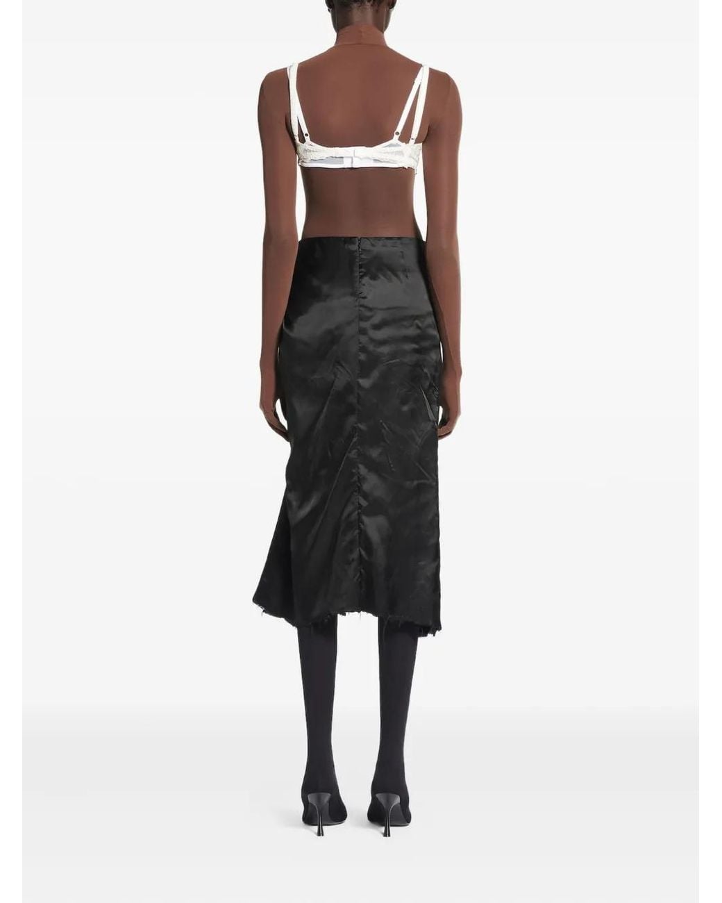 Balenciaga Black Draped Raw-Edge Midi Skirt